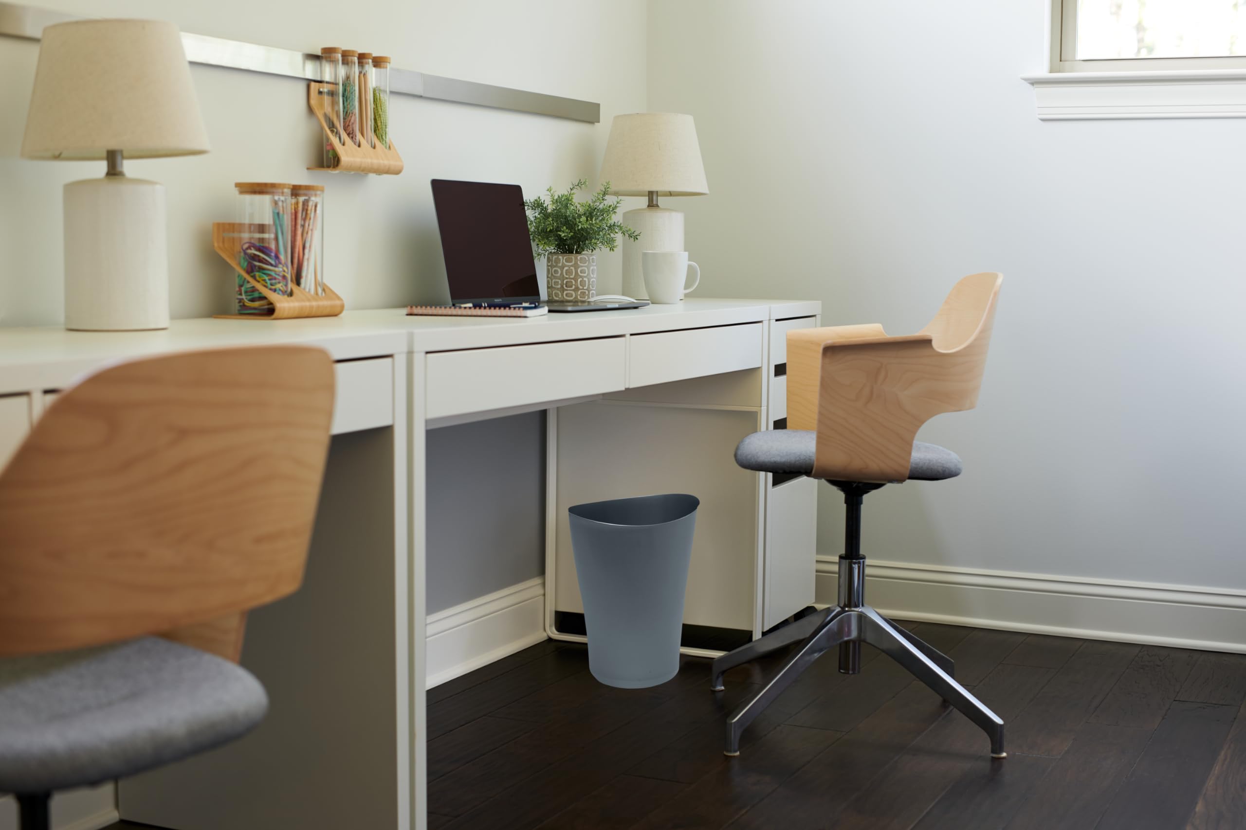 Rubbermaid Spa Works Vanity Wastebasket, Home/Bathroom/Office Use, Small 2.25 Gallon, Plastic, Gunmetal Blue