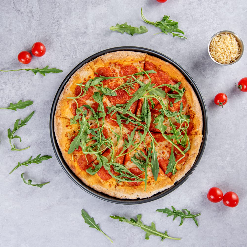Restaurantware 12.5 Inch Round Aluminum Deep Dish Pizza Pan, Non-Stick, Oven-Baking, Black