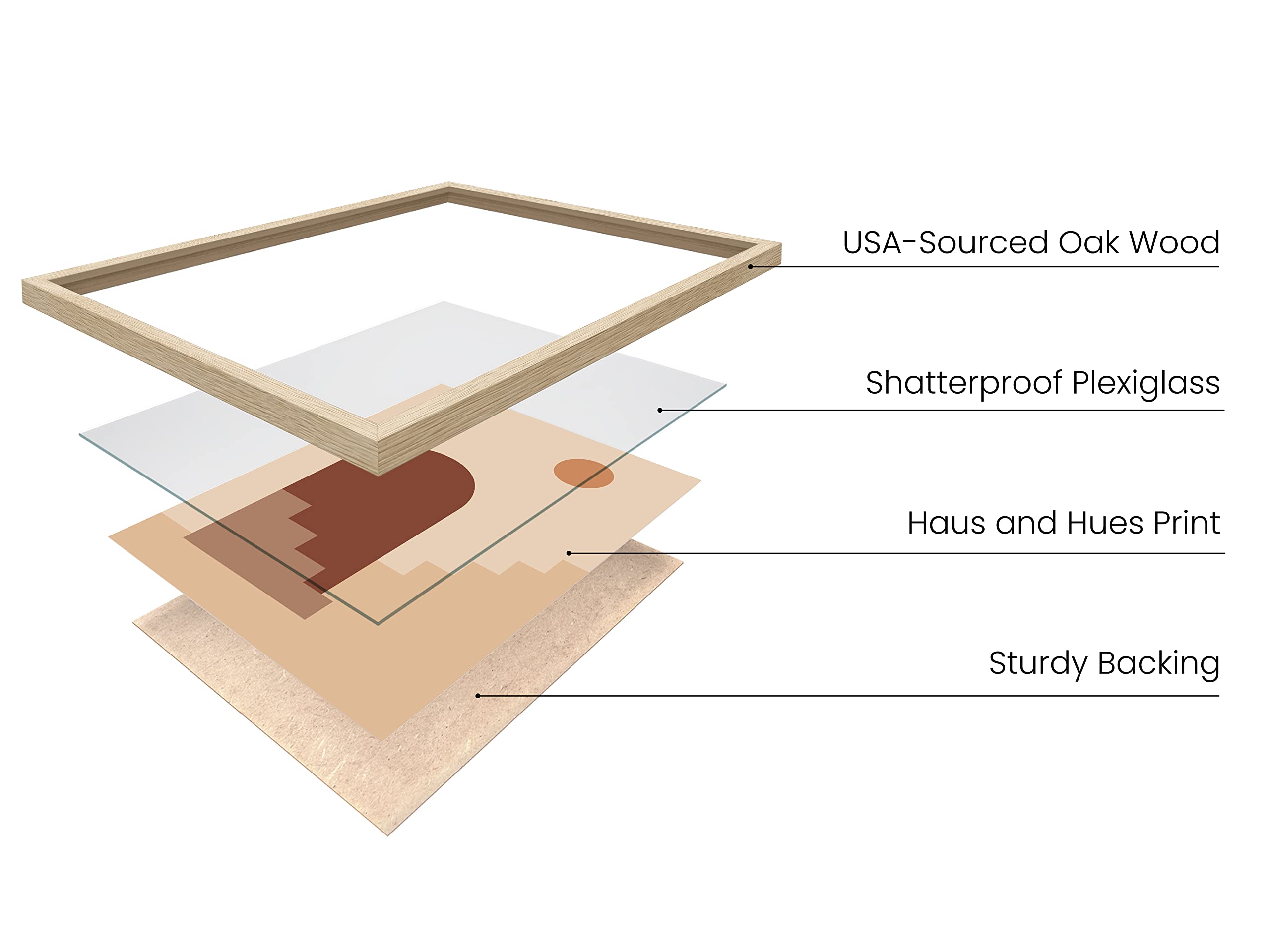 HAUS AND HUES Boho Art Prints Minimalist Decor - Boho Wall Art Mid Century Modern Decor Wall Art Boho Wall Decor Boho Modern Wall Prints Sun and Two Staircases with Door (24x36 Framed Beige)