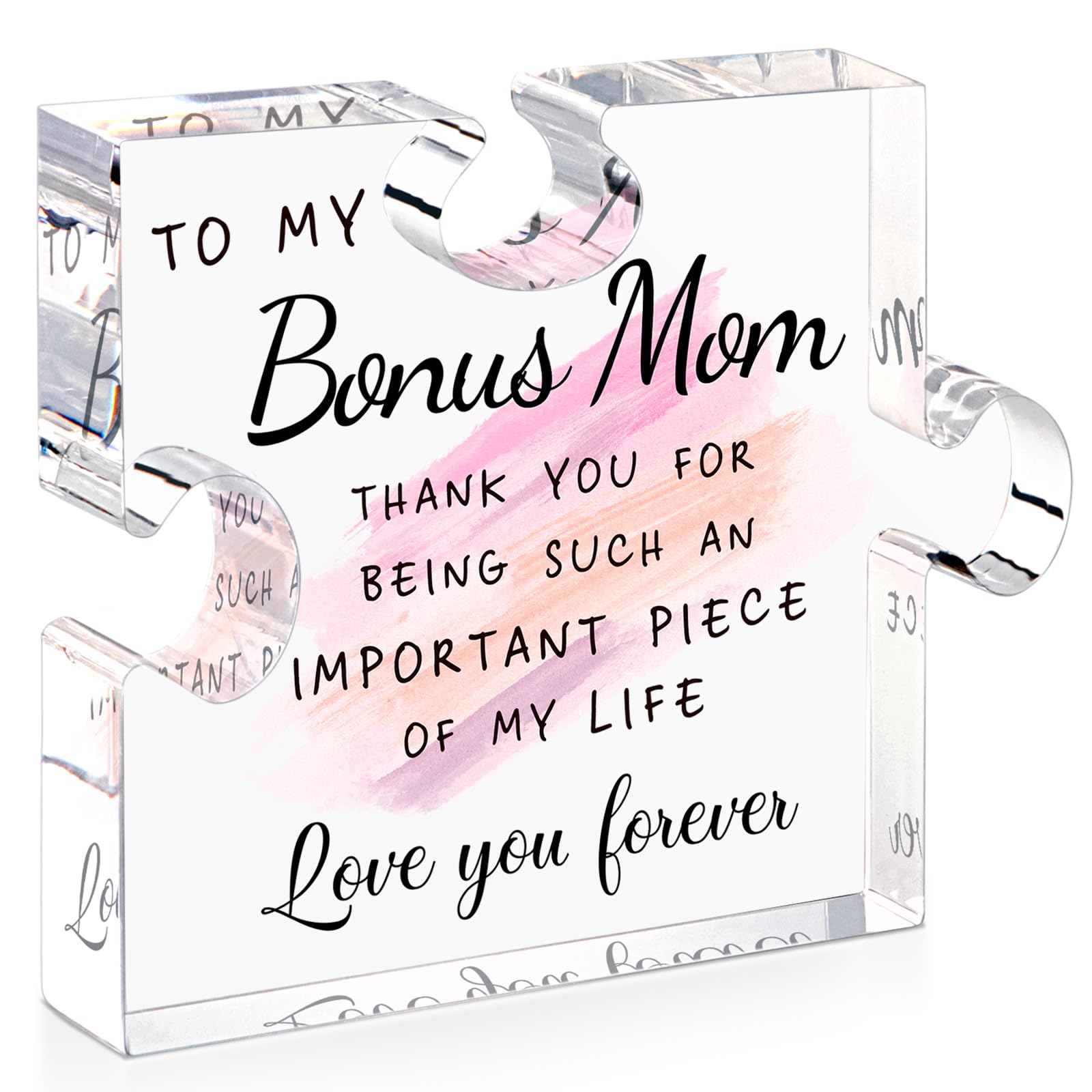Bonus Mom Gifts for Step Mama Puzzle Piece Gift Ideas Second Mother Gift from Step Daughter Son - Gifts for Bonus Mom Birthday C