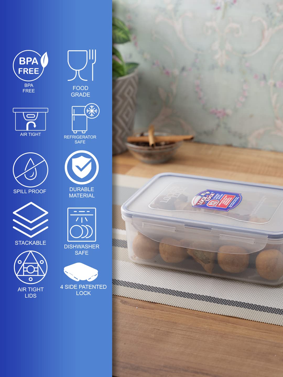 Lock & Lock Airtight Rectangular Food Storage Container 33.81-Oz / 4.23-Cup