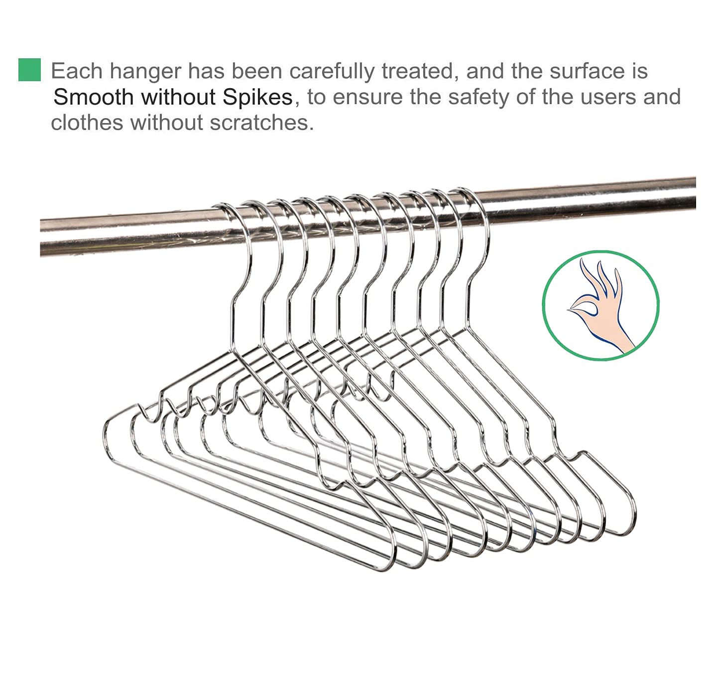 Amber Home 12'' Chrome Kids Baby Hangers 20Pack, Strong Metal Children Clothes Hangers For Closet, Space Saving Infant Hanger Fo