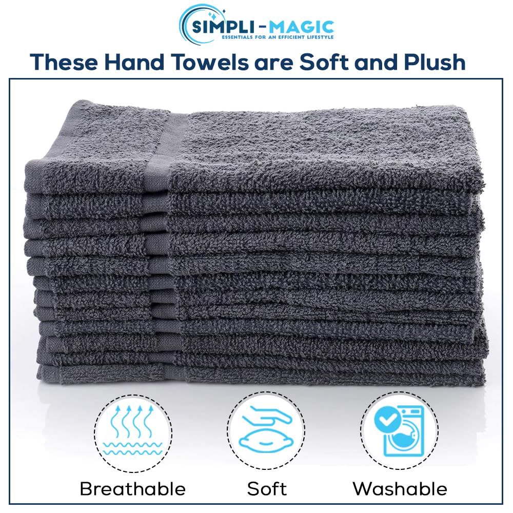 Simpli-Magic  Hand Towel (Pack of 12)  Gray 144 Count