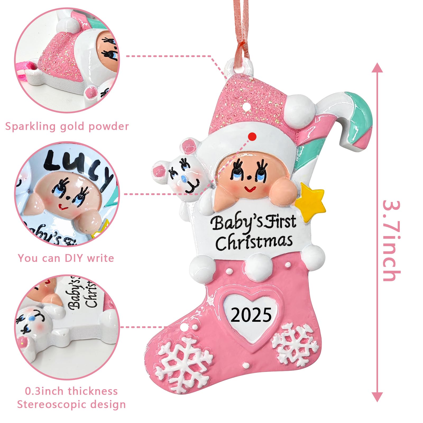 Baby's First Christmas Ornament 2025,Babys First Christmas Stocking Ornaments for Boy and Girls Personalized Babies Gifts My 1st