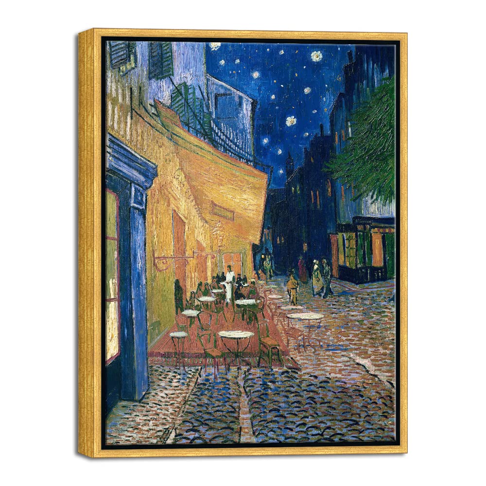 Wieco Art Framed Wall Art Of Cafe Terrace At Night By Vincent Van Gogh Paintings Reproduction Abstract Canvas Prints For Home Li