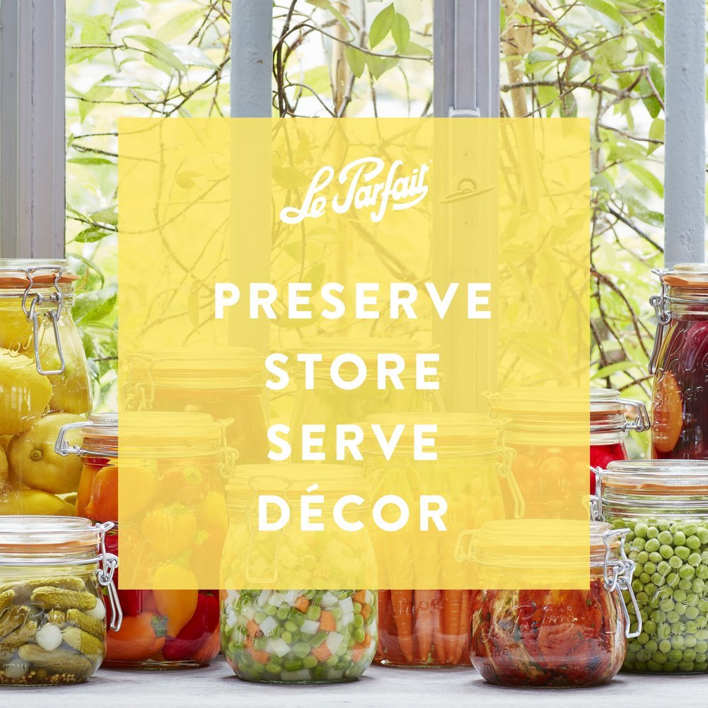Le Parfait Super Jar, Canning Jars, 250Ml French Glass Canning Jar W/Round Body, Glass Jars W/Airtight Lid, Canning Jars Wide Mo