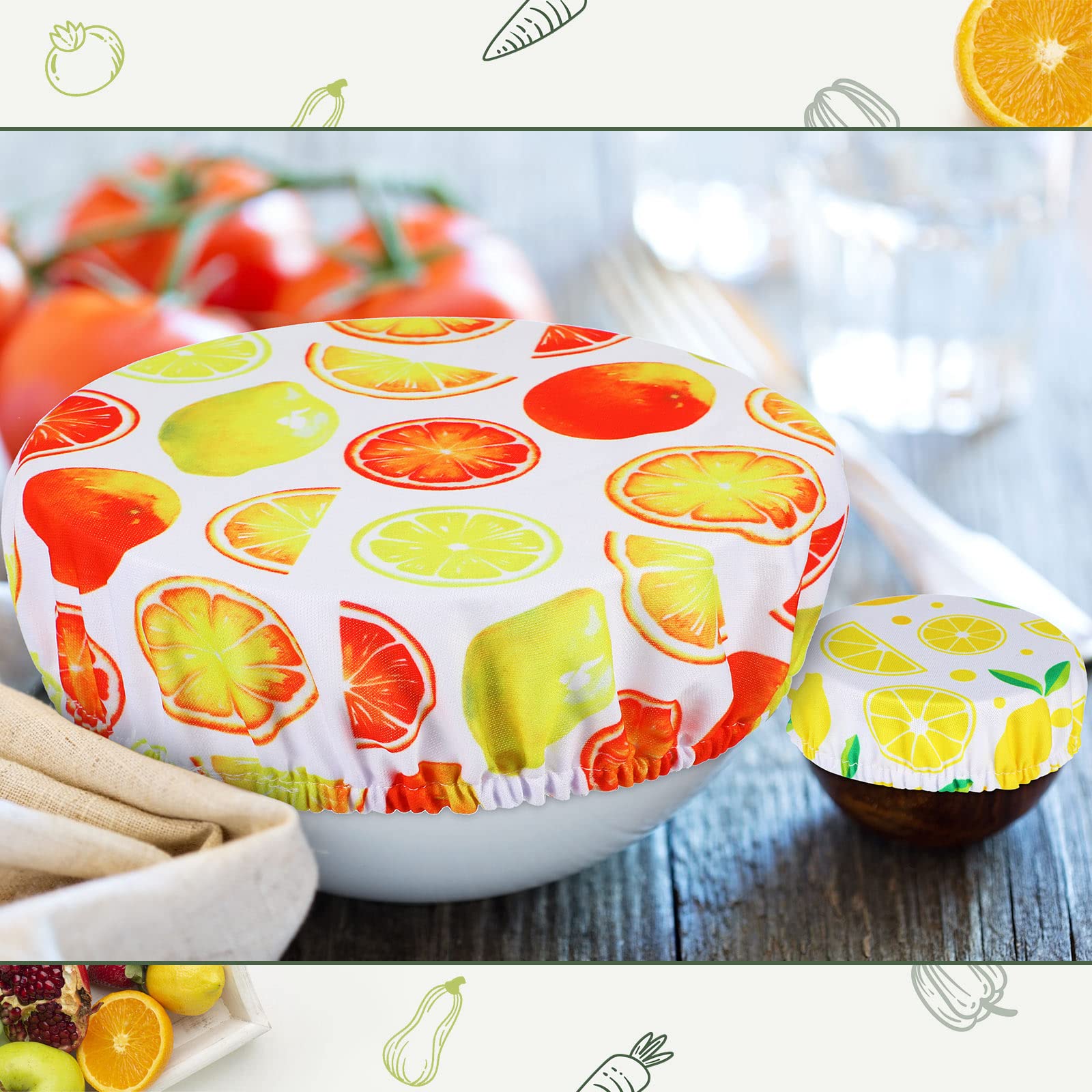 20 Pieces Summer Style Bowl Covers Reusable Fabric Stretch Covers For Bowls Fruit Style Elastic Food Storage Covers Cloth Dish C