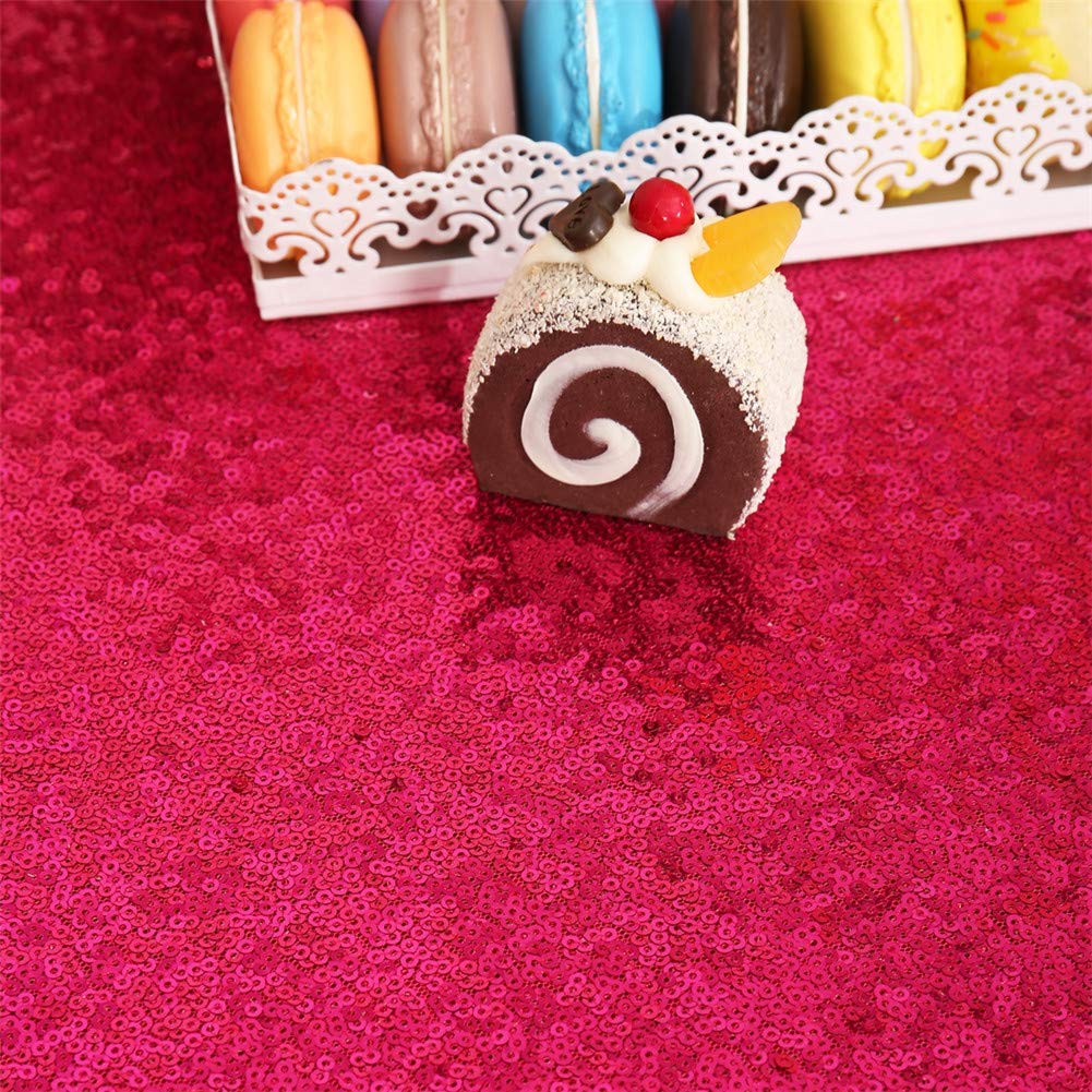 Eternal Beauty Sequin Tablecloth, 60X102 Rectangle Sequin Tablecloth For Party Cake Dessert Table Exhibition Events,Hot Pink