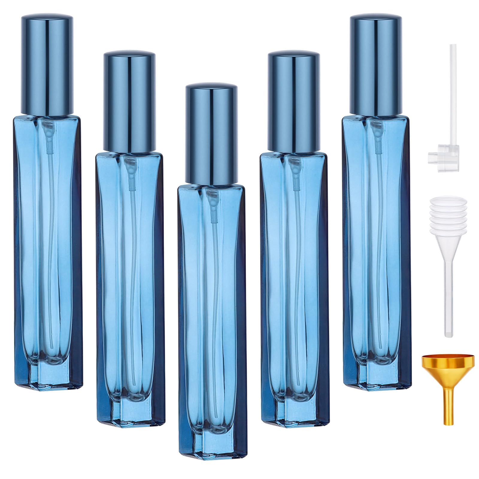 Segbeauty 0.34Oz Glass Mini Perfume Spray Bottles, 2Pcs 10Ml Travel Perfume Bottle Refillable Atomizer, Dark Blue Travel Size Re