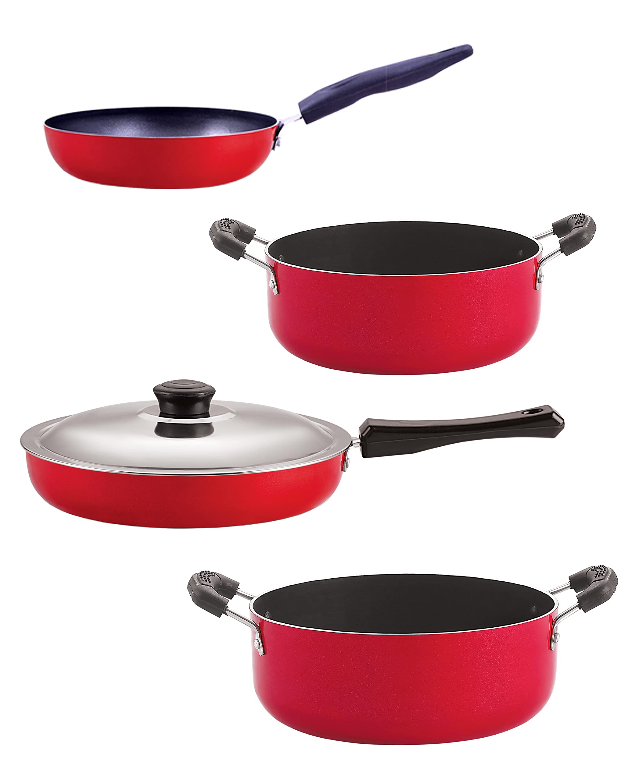 Nirlon Gas Compatible Non Stick Aluminium Cookware Set Of 4 Pieces, (Fp10_Cvg_Cs20_Cs24)