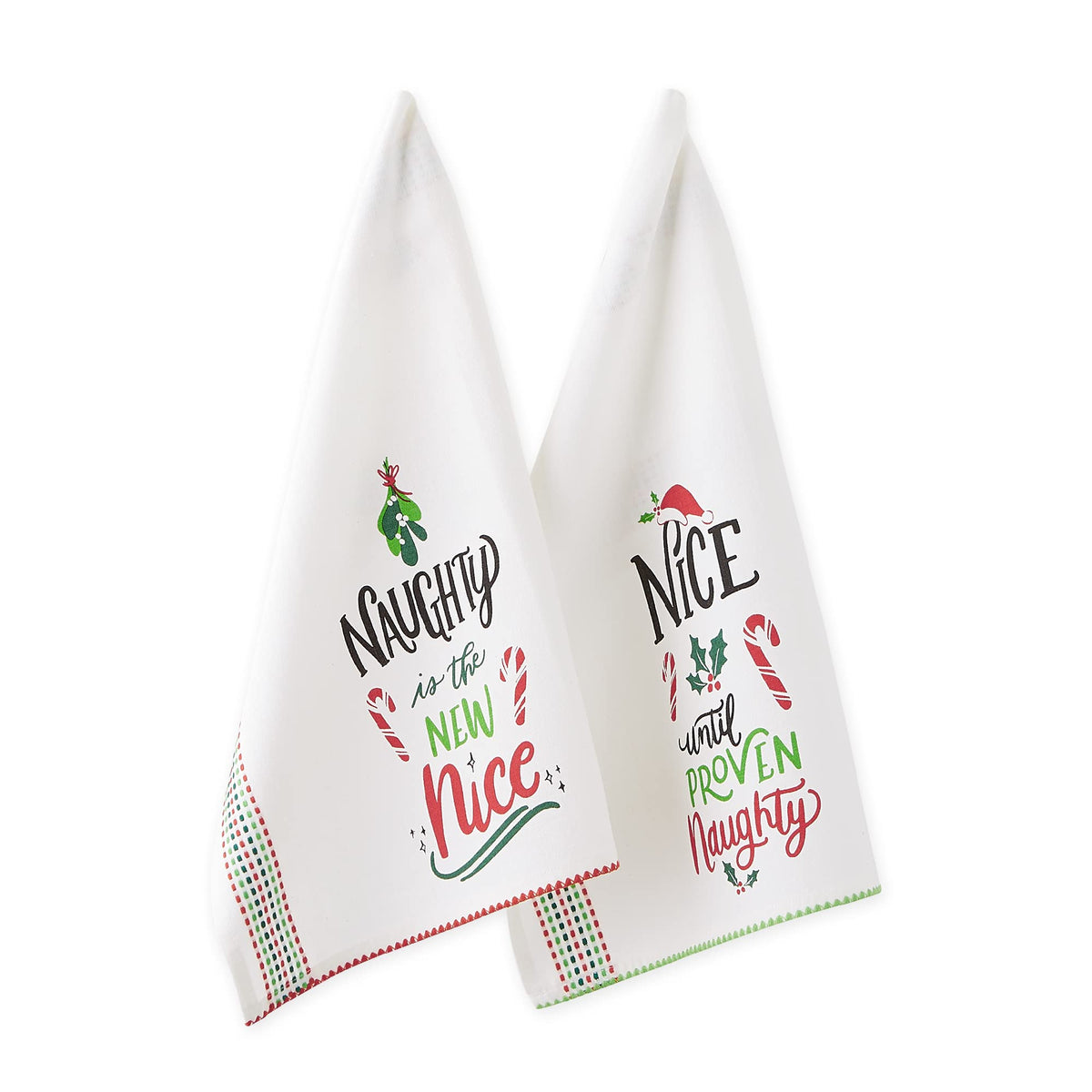 Dii Holiday Kitchen Towel Set, Christmas Tea Towels For Baking, Cooking & Entertaining 18X28, Naughty/Nice, 2 Piece