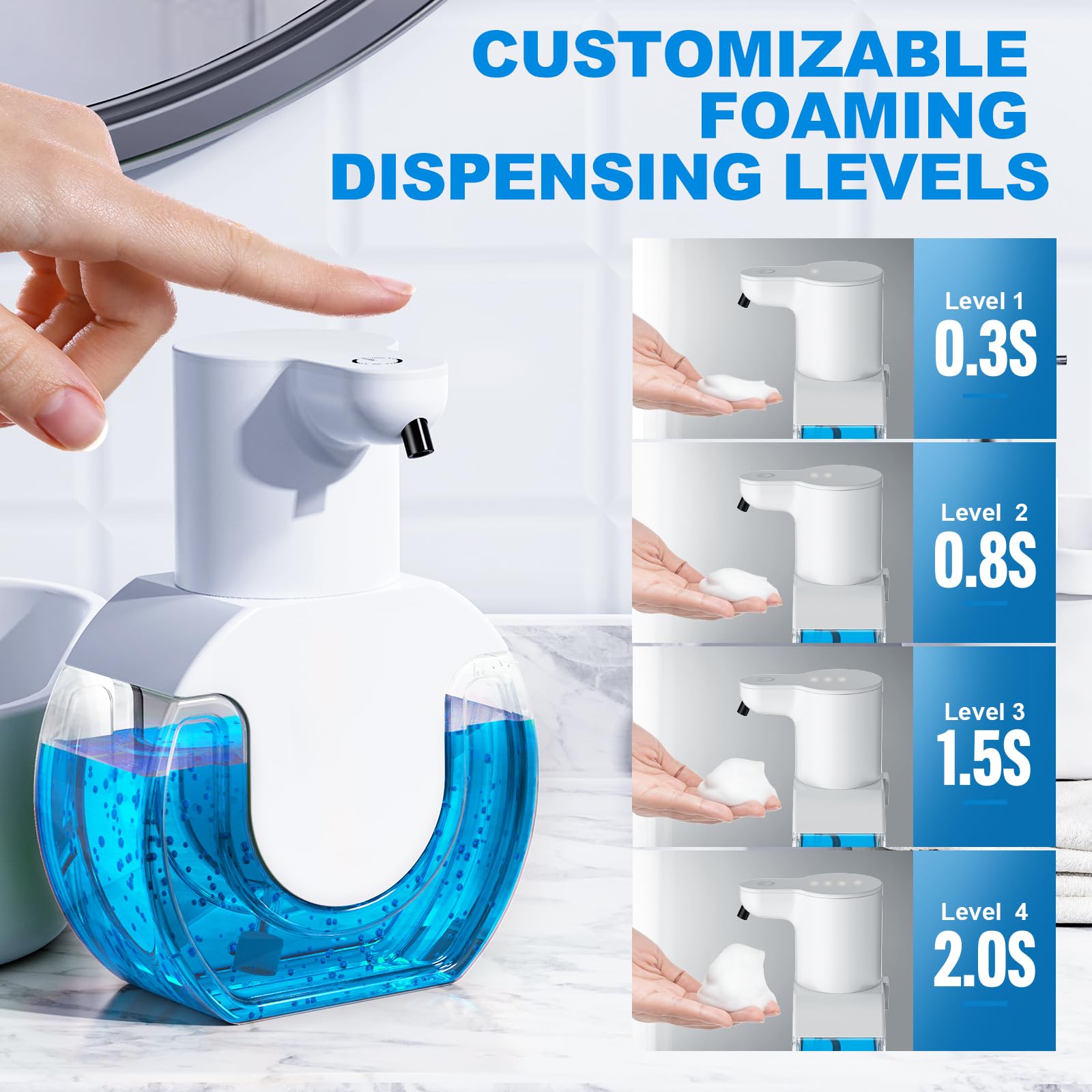 Automatic Foaming Soap Dispenser 15Oz/420Ml Foaming Hand Sanitizer Touchless Wall Mount With 4Levels Adjustable Free Touch Elect