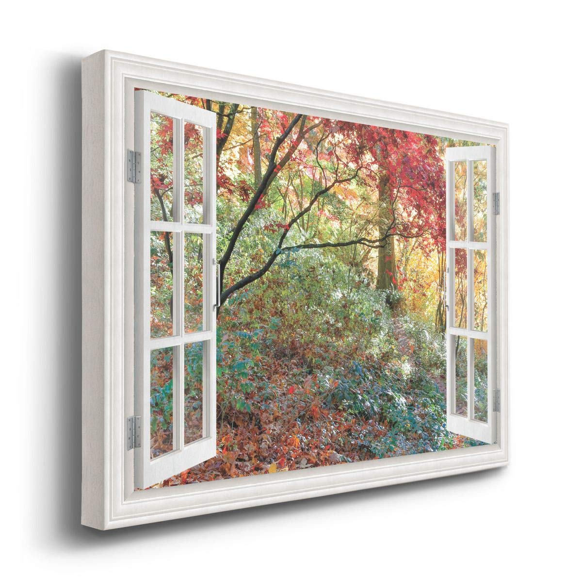 Renditions Gallery Nature Canvas Wall Art Home Paintings Artwork Colorful Autumnal Forest Botanical Window View Modern Romantic Decorations for Bedroom Office Kitchen Prints - 18''x27'' LT21