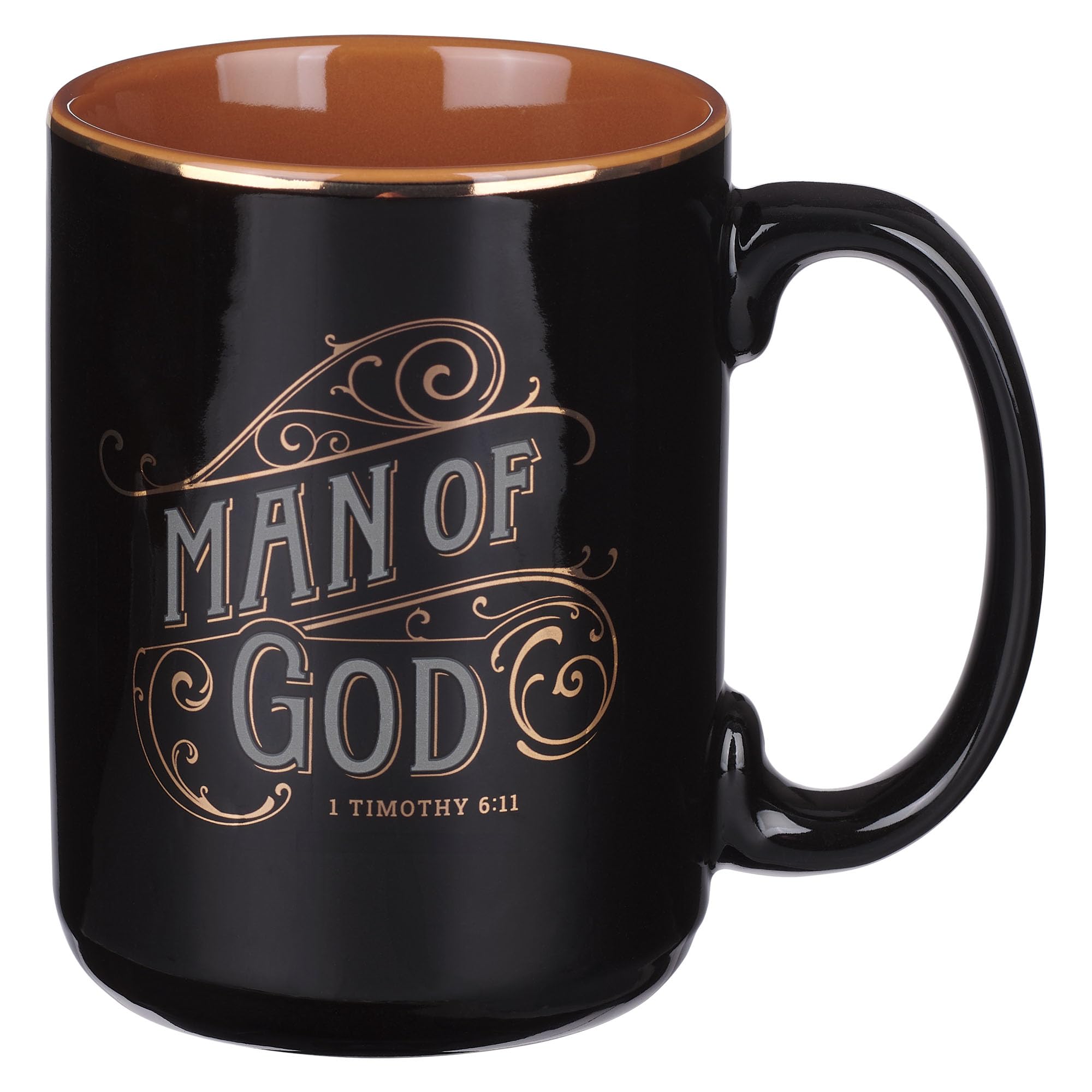 Christian Art Gifts Large Ceramic Coffee & Tea Mug for Men: Man of God Bible Verse, Black, 14 oz.