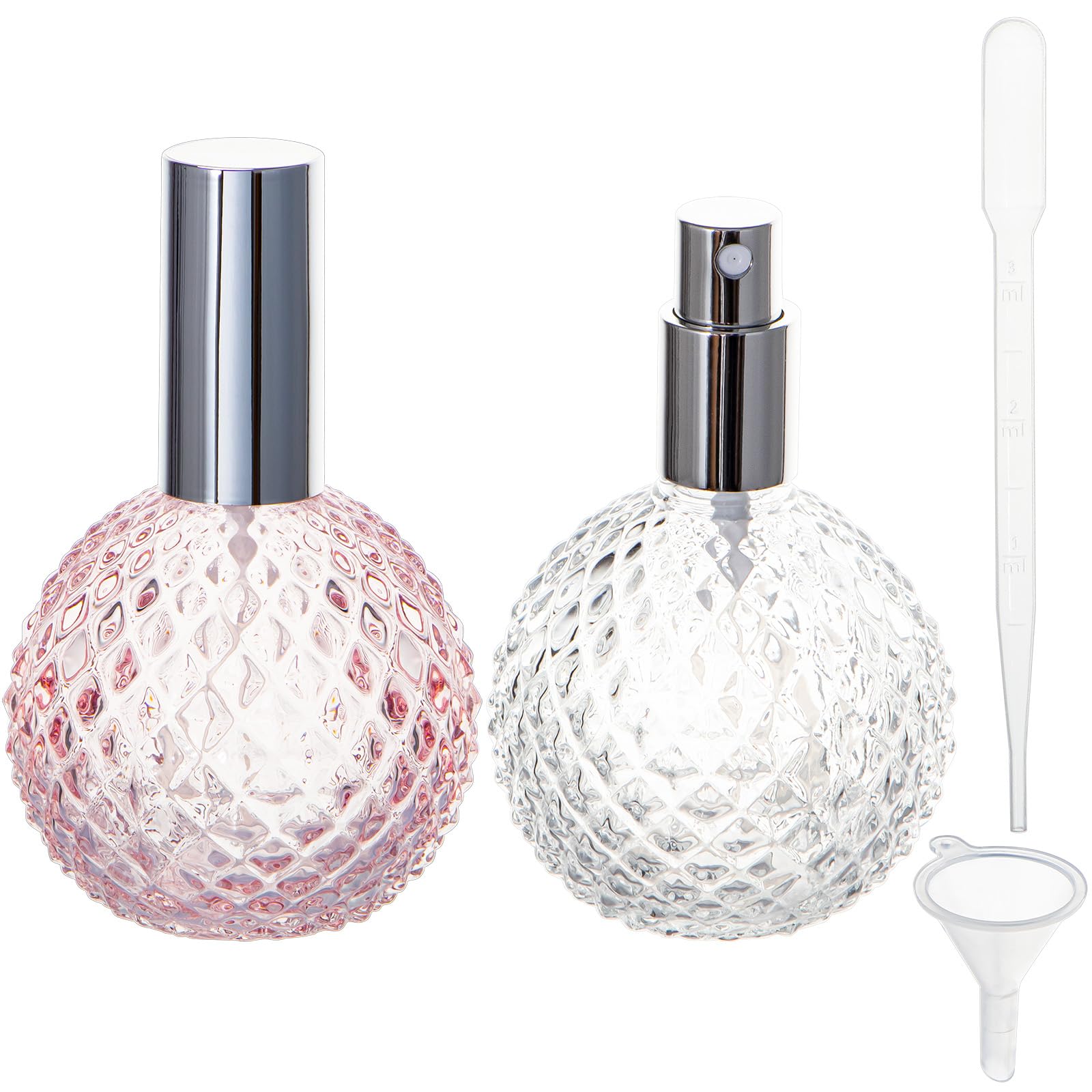 Yebeauty Travel Perfume Bottle Refillable, 2 Pack 3.4Oz 100Ml Glass Vintage Perfume Spray Bottles Empty Perfume Travel Refillabl