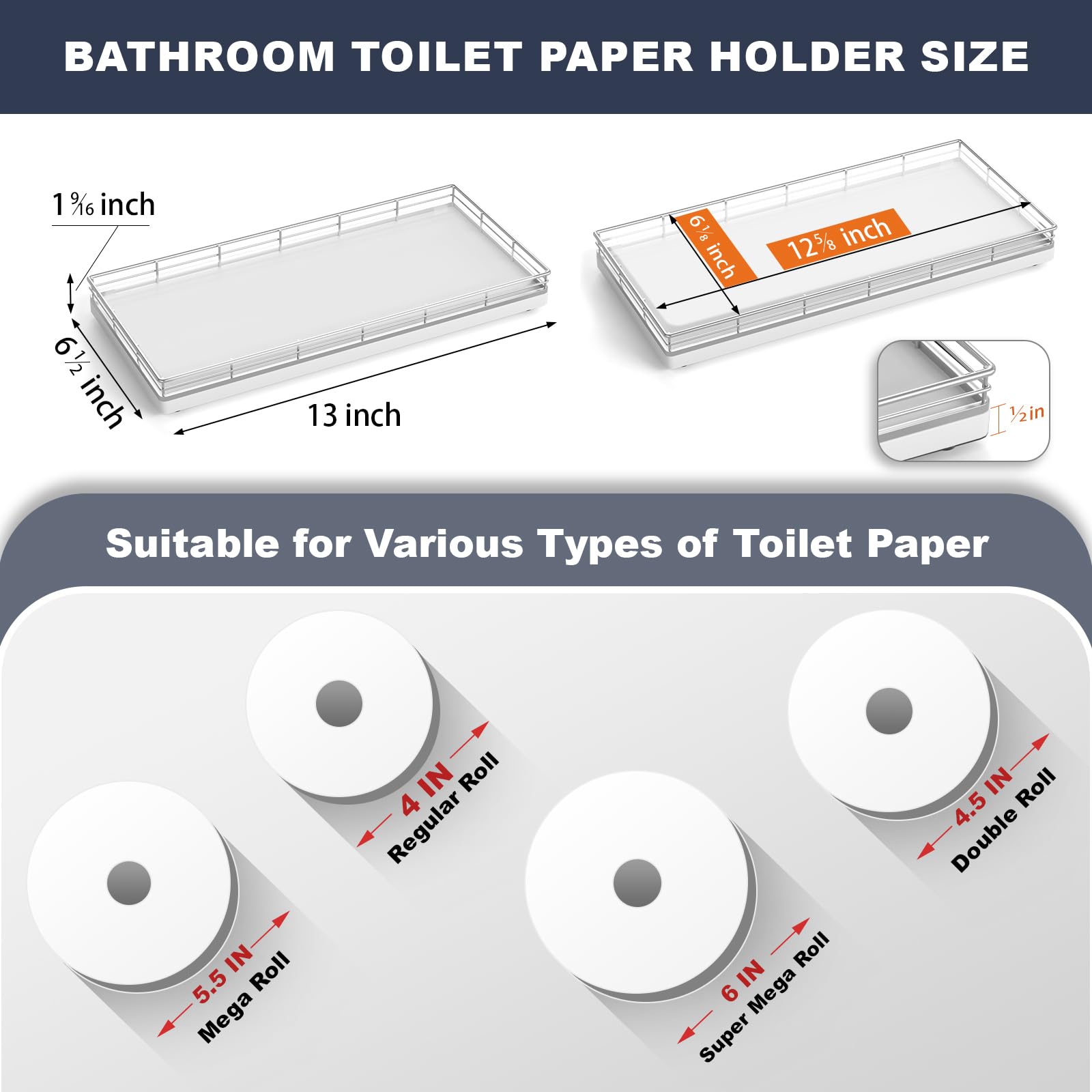 Focusonit Oak Bathroom Toilet Tank Tray, 13'' Wood Back Of Toilet Paper Basket Tank Topper Storage, Vanity Tray For Perfume Make
