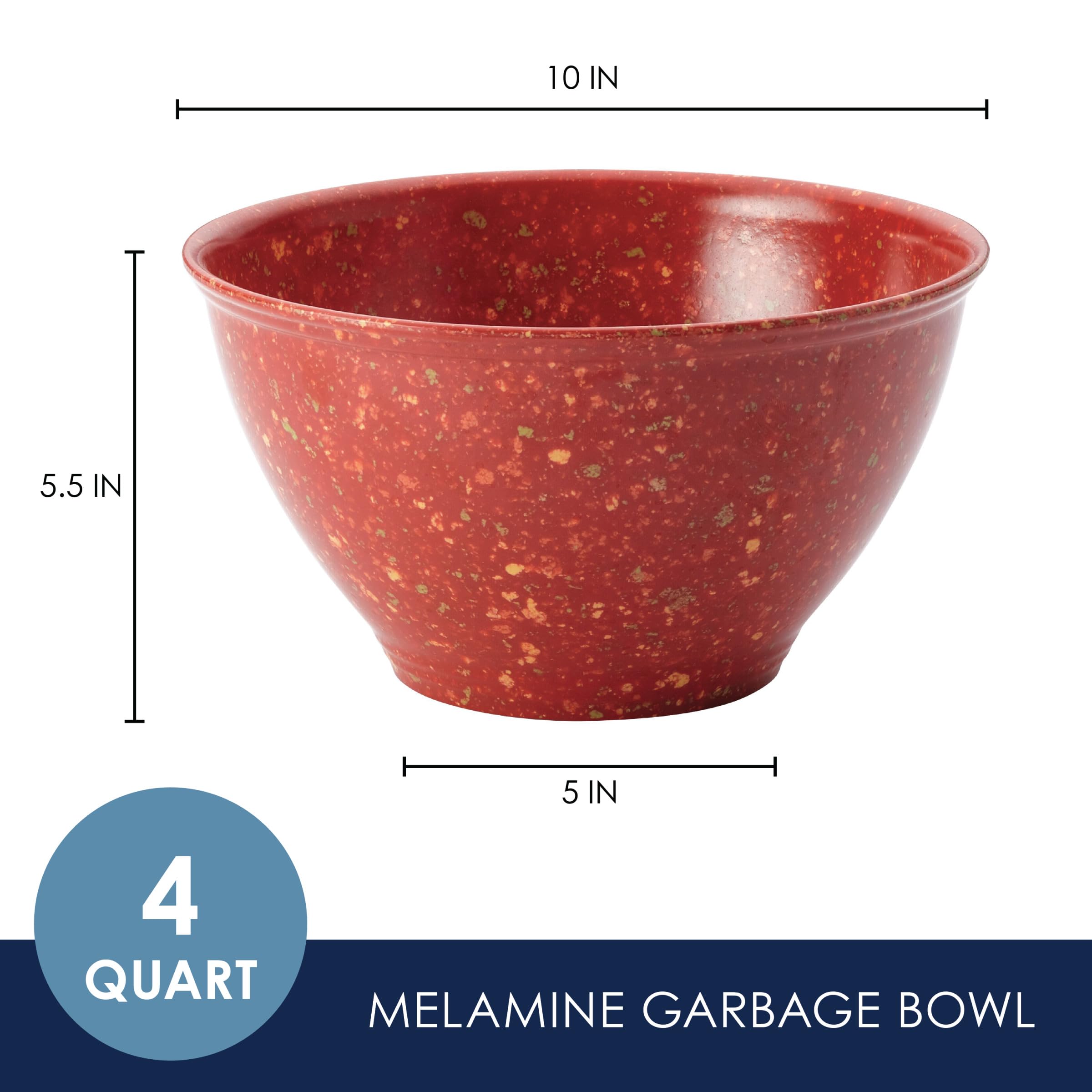 Rachael Ray Melamine Garbage Bowl, 4 Quart, 10.2x10.2x7 inches, Red, Model 56603 - Multi-Purpose Serveware for Kitchen Pantry