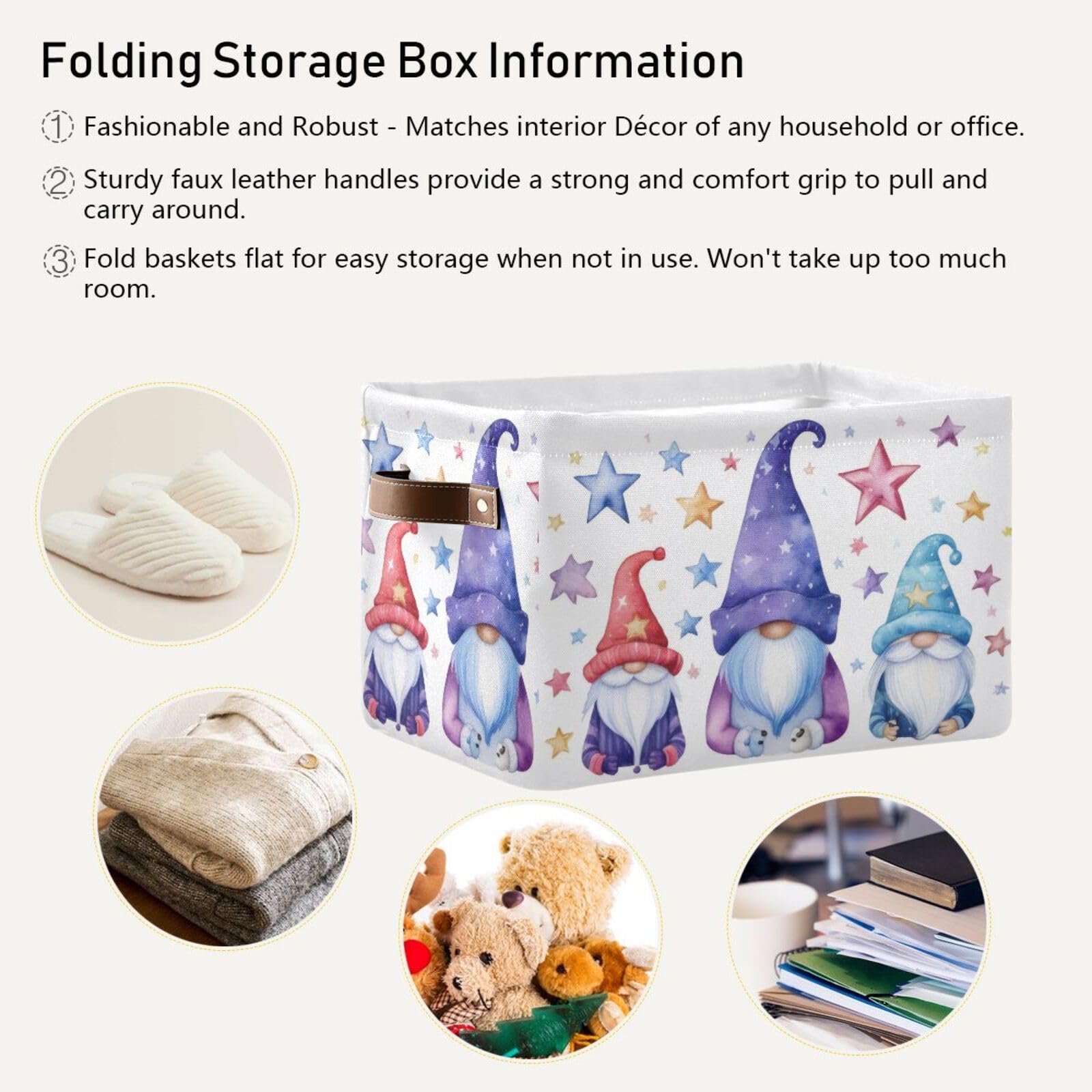 Xigua Christmas Decoration Storage Basket Santa Collapsible Toy Storage Bins Waterproof Canvas Storage Basket With Leather Handl