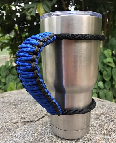 MOCE Handmade Paracord Handle for Yeti/Rtic/Ozark Trail Rambler 30 Oz Tumbler. Blue/black