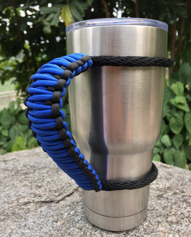 Moce Handmade Paracord Handle For Yeti/Rtic/Ozark Trail Rambler 30 Oz Tumbler. Blue/Black