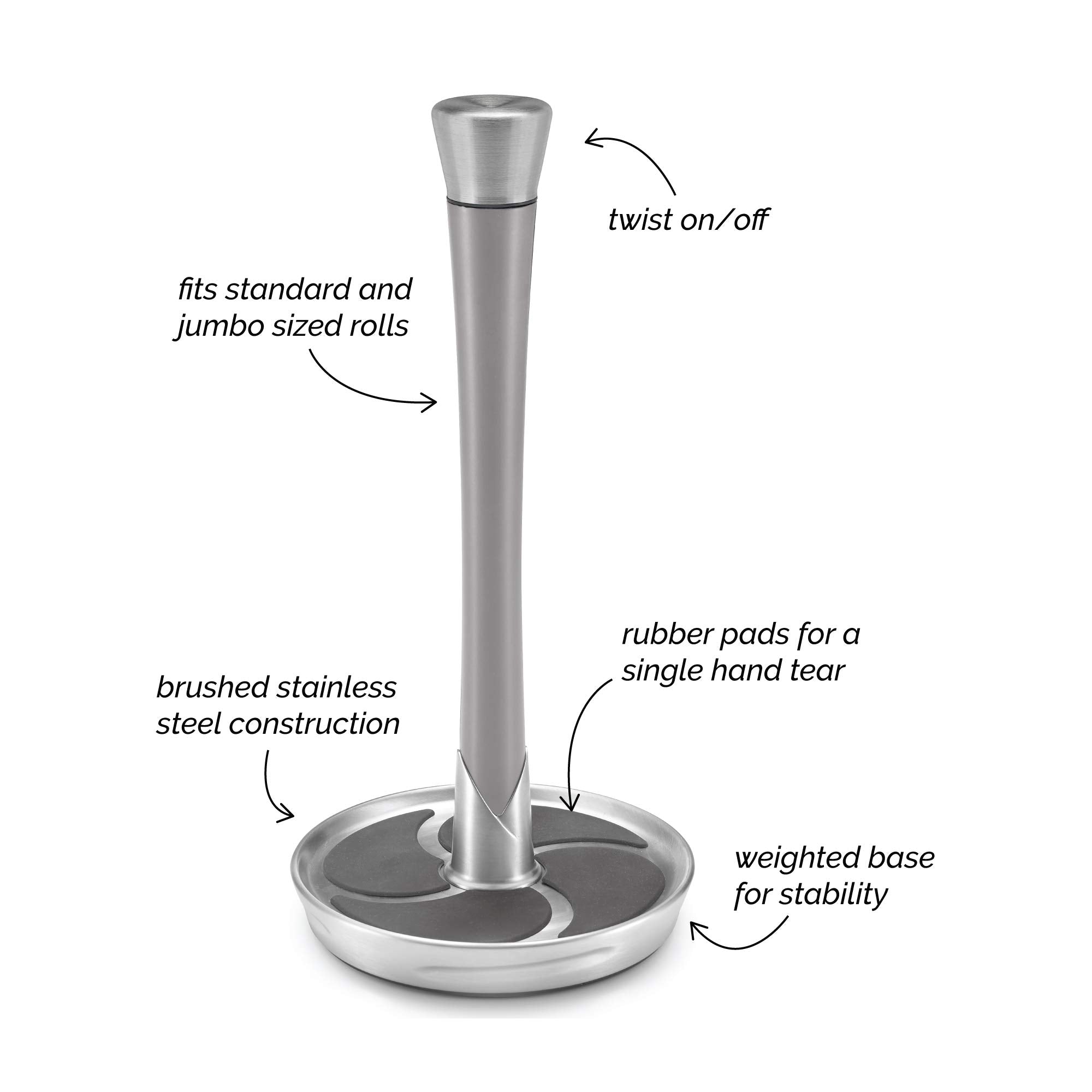 Polder Kth-7065-432 Fleur Paper Towel Holder, Silver