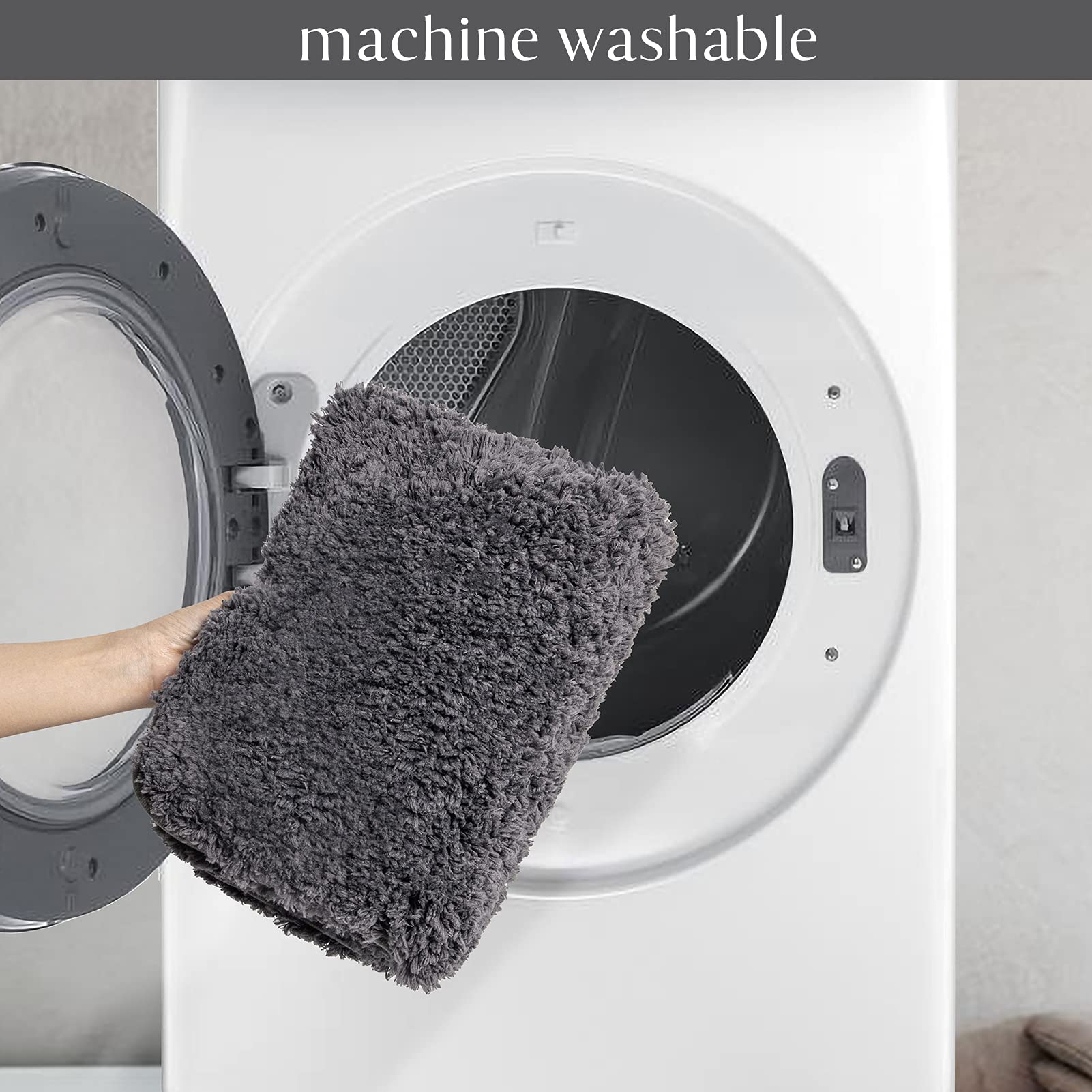 Ashler Runners Bathroom Rugs Long Non Slip Bathroom Rug Sets 2 Piece, Dark Grey Water Absorbing Bath Mat Ultra Soft Shower Rugs,