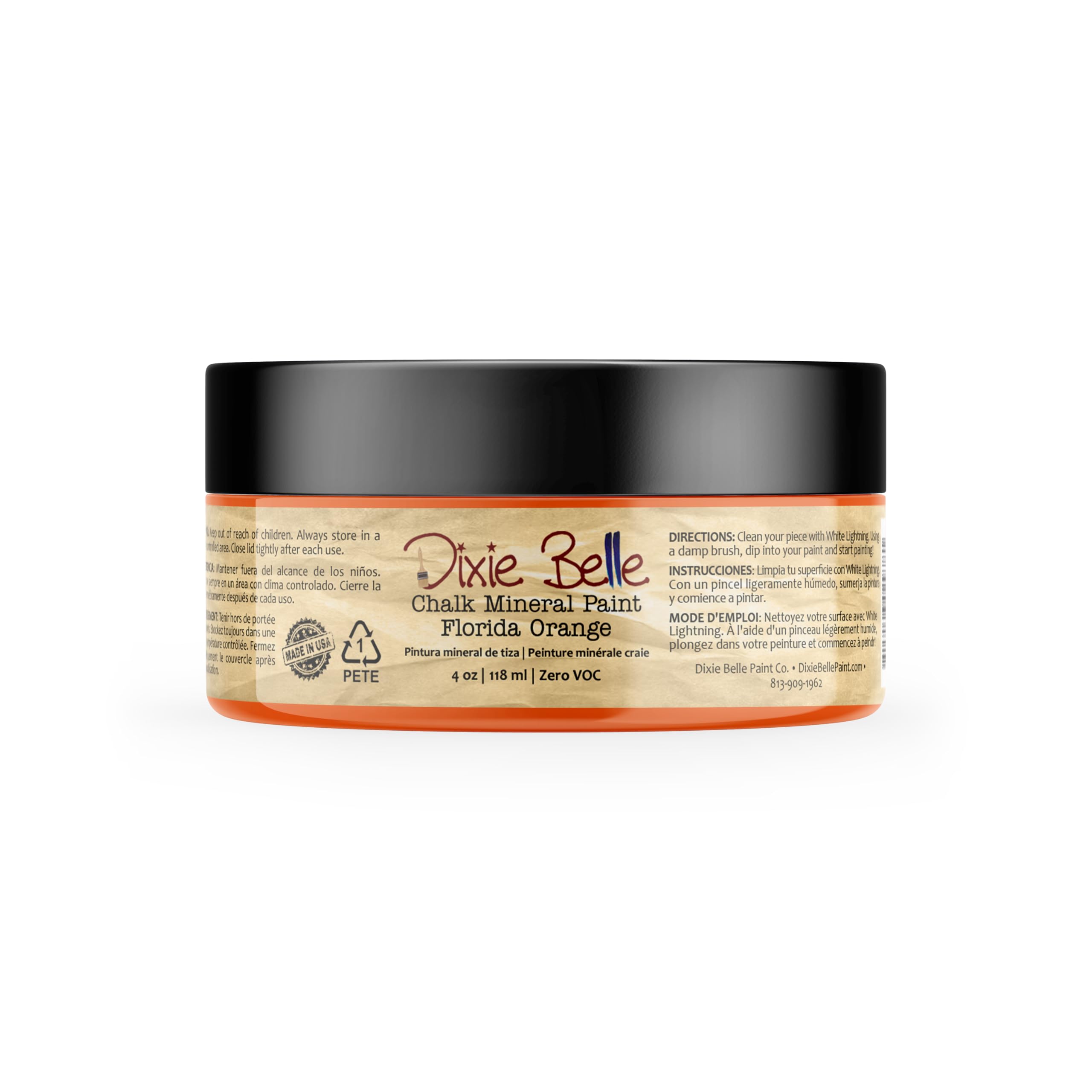 Dixie Belle Paint Company Chalk Finish Furniture Paint - Florida Orange (4oz) - Matte Bright Orange Chic Chalk Mineral DIY Furniture Paint-New Condition