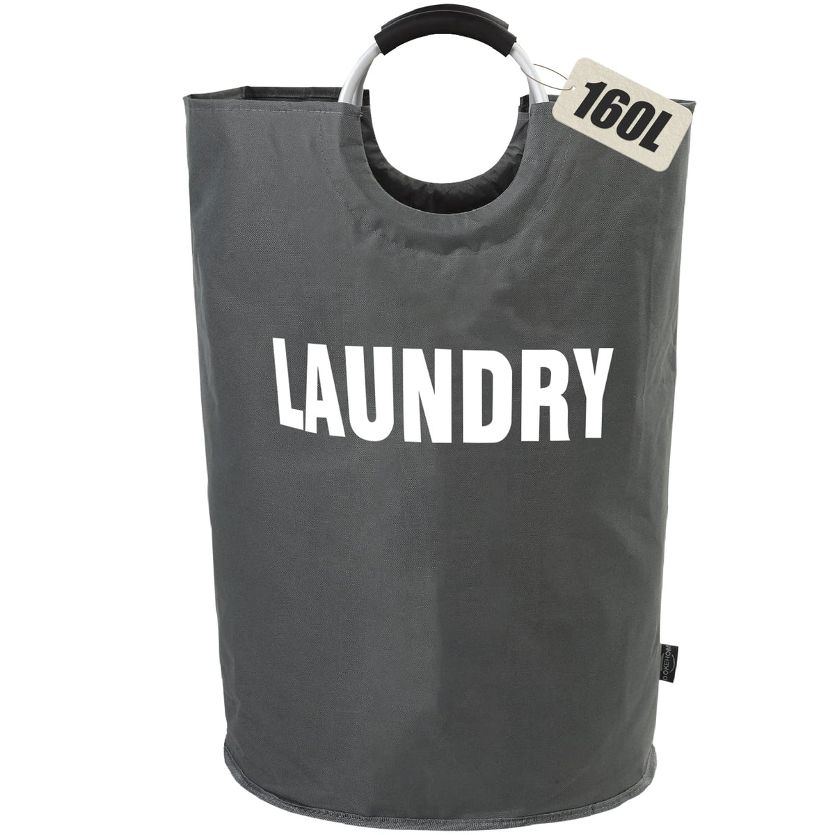 Dokehom 160L Xx-Large Laundry Basket (7 Colors), Collapsible Laundry Bag, Foldable Laundry Hamper, Folding Washing Bin (Dark Gre