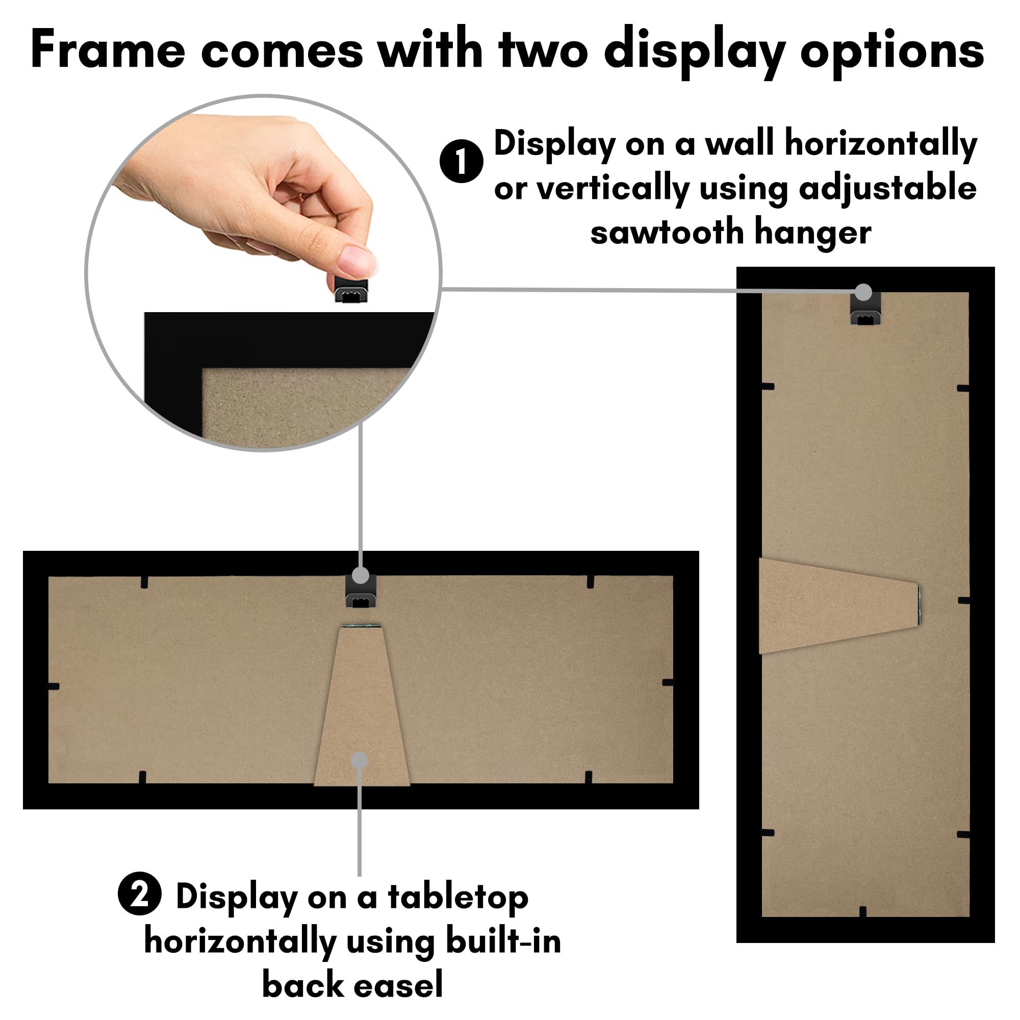 Americanflat 5x15 Picture Frame with Shatter-Resistant Glass - Signature Collection - Gallery-Style Frames Made of Engineered Wo