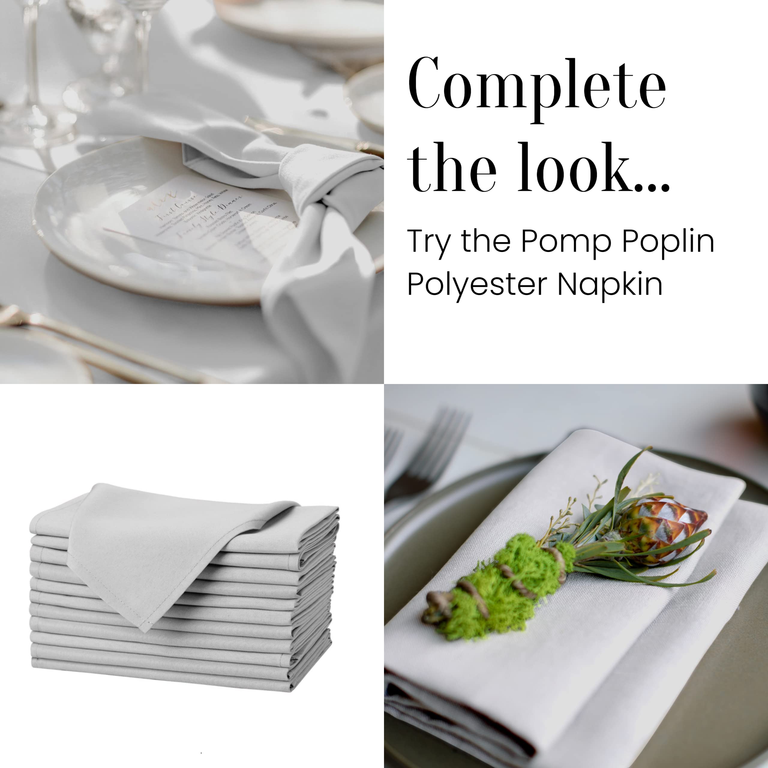 Pomp Silver 60 X 102 Premium Polyester Tablecloth  Wrinkle  Stain Resistant Easy Care Fabric  Fits 6Ft Rectangle Table