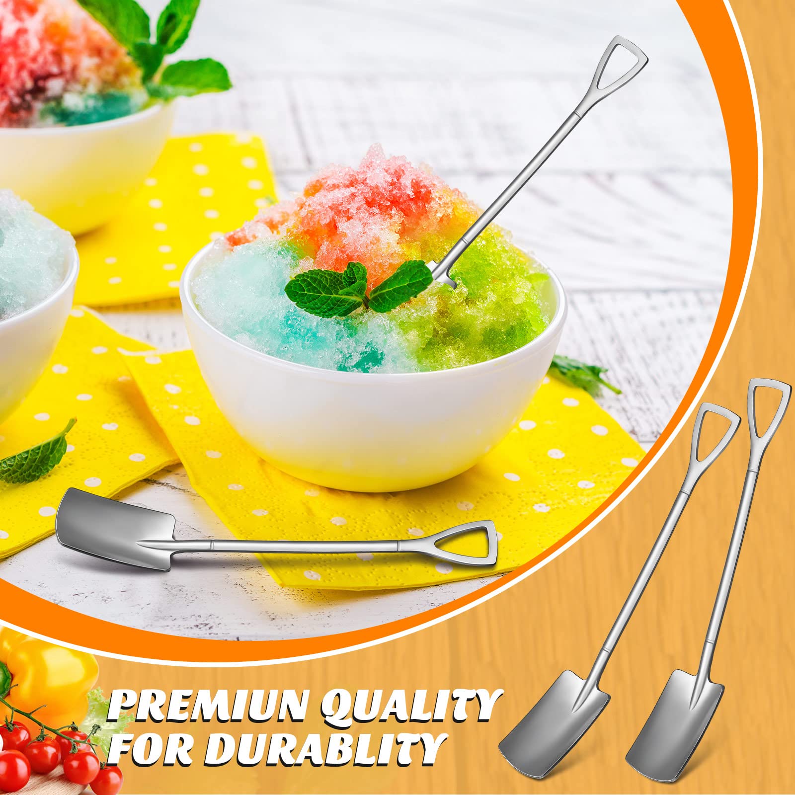 100 Pieces Mini Shovel Spoons 6.1 Inch Dessert Spoons Stainless Steel Silverware Shovel Spoons Ice Cream Spoon Gelato Spoons For
