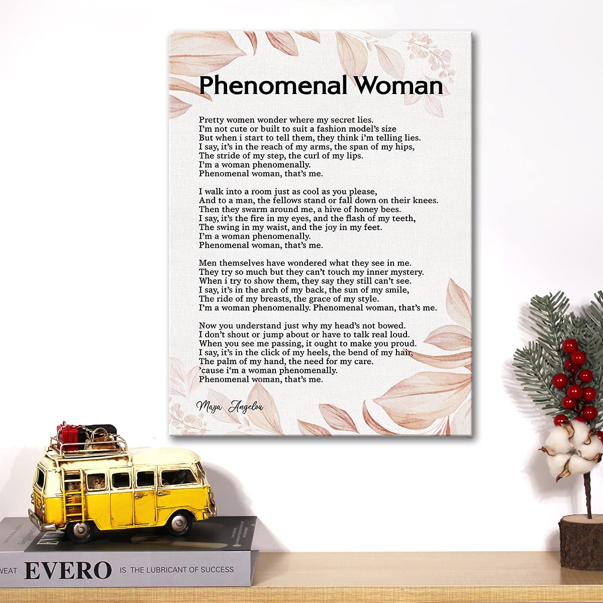 Phenomenal Woman Canvas Wall Art Motivational Feminist Quote Canvas Print Artwork Positive Canvas Painting Office Home Wall Deco