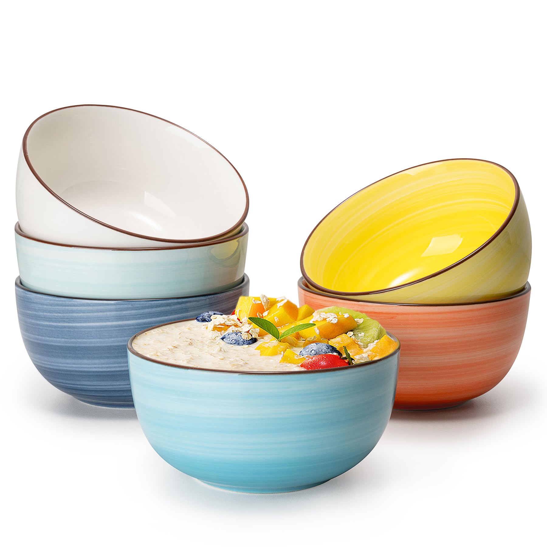 Sweese Porcelain Bowls - 10 Ounce For Ice Cream Dessert, Small Side Dishes - Set Of 6, Multicolor, Hot Assorted Colors
