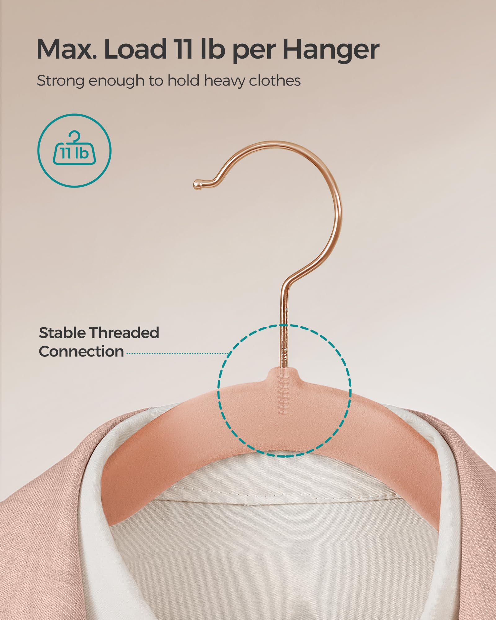 SONGMICS Velvet Hangers 10 Pack, Non-Slip Clothes Hangers with Shoulder Notches, Pants Bar, 360 Swivel Hook, Space-Saving, for C