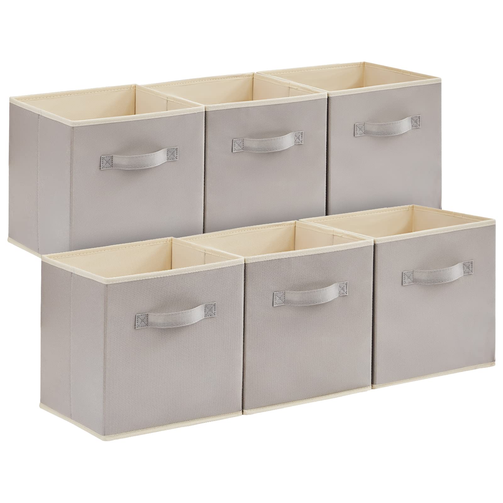 Lifewit Collapsible Storage Cubes 11 Inch Foldable Fabric Bins Organizing Baskets For Shelves Set Of 6 Light Grey