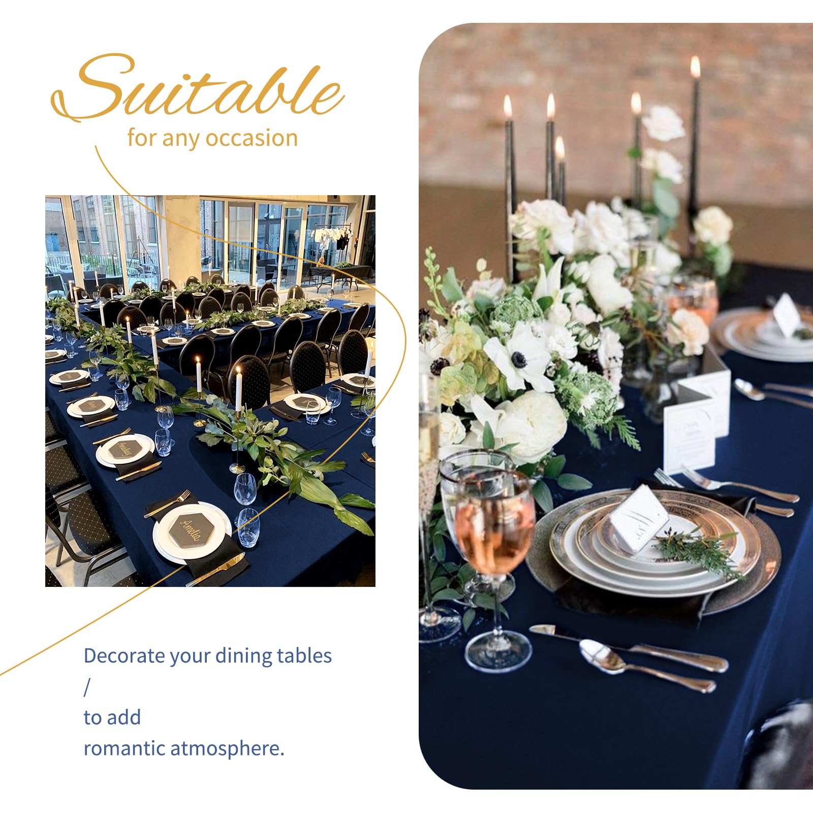 Showgeous 10 Pack Table Cloth Navy Blue Tablecloth 60 X 102 Inch, Rectangle Table Cloth For 6 Foot Table, Wrinkle Resistant Wash