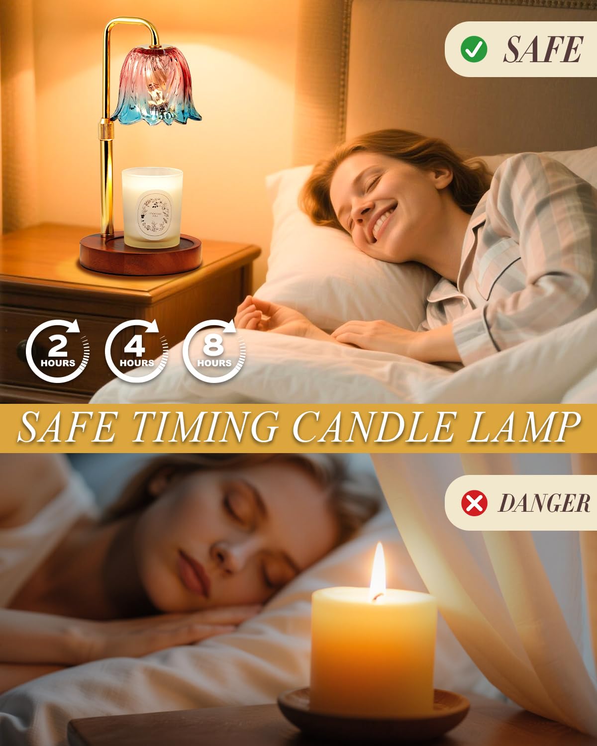 Flower Candle Warmer Lamp with Timer Dimmable, Candles Warming Lamp Height Adjustable, Christmas Gifts for Women, Candle Warmer