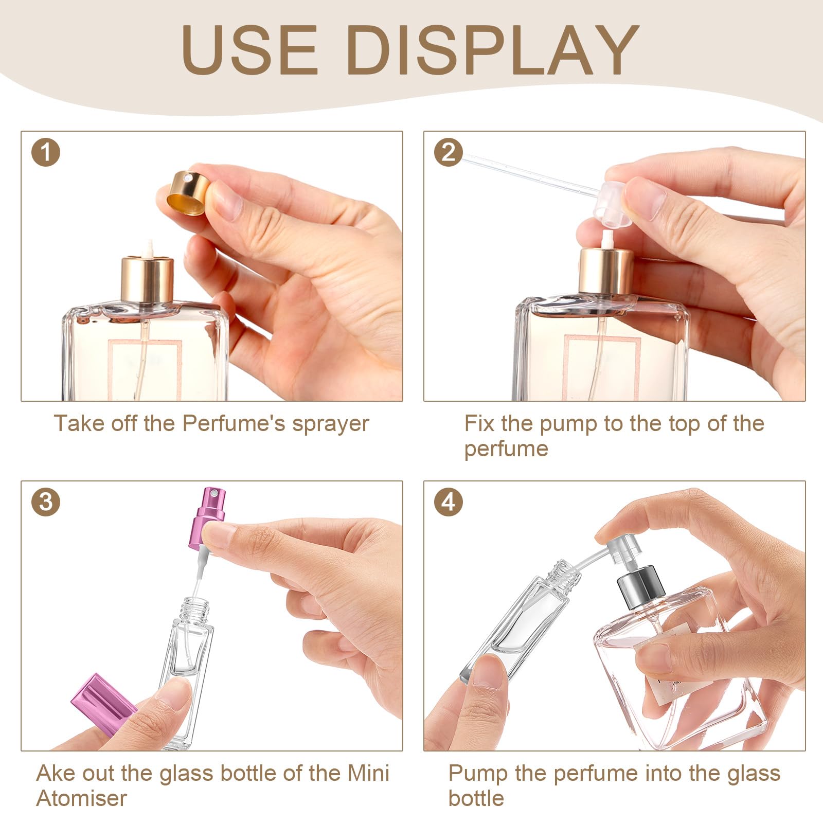 Domensi 30 Pcs Glass Perfume Travel Refillable Bottles 10 Ml Mini Cologne Perfume Bottles Empty No Leak Travel Size Atomizer Spr