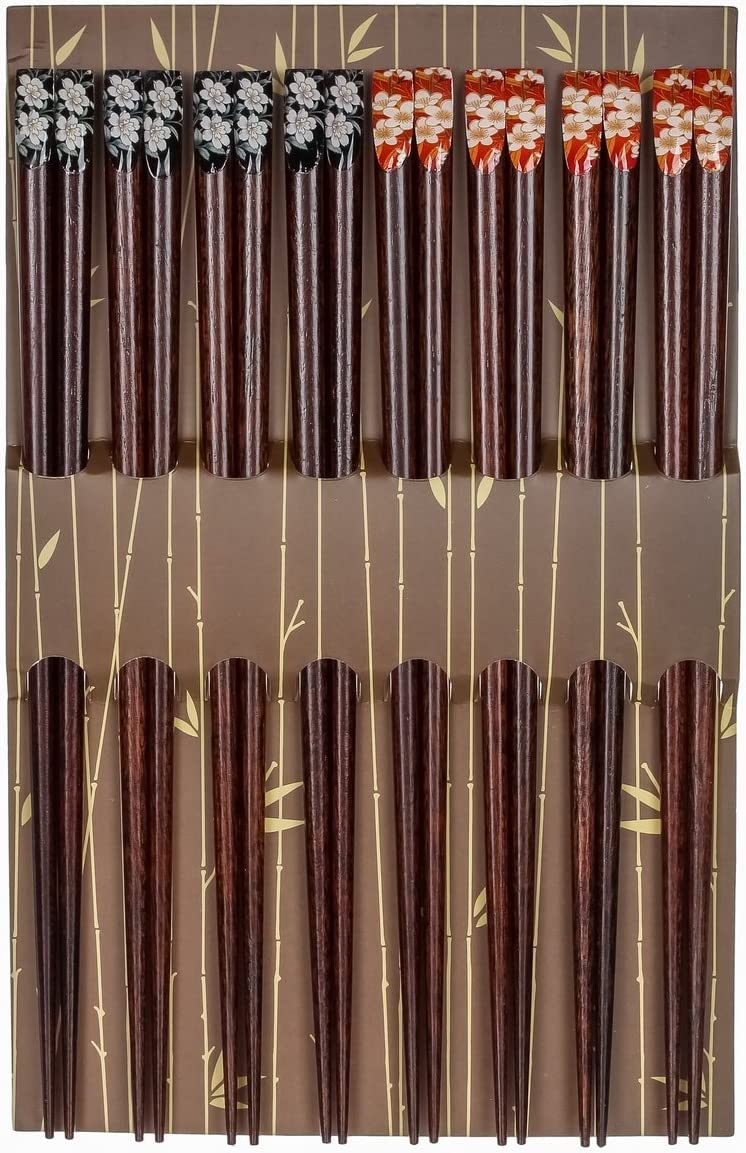 W Home Heim Concept 8- Pairs Bamboo Chopsticks Reusable Chinese Korean Japanese Chopsticks Natural Wood Chop Stick (Chopsticks8S