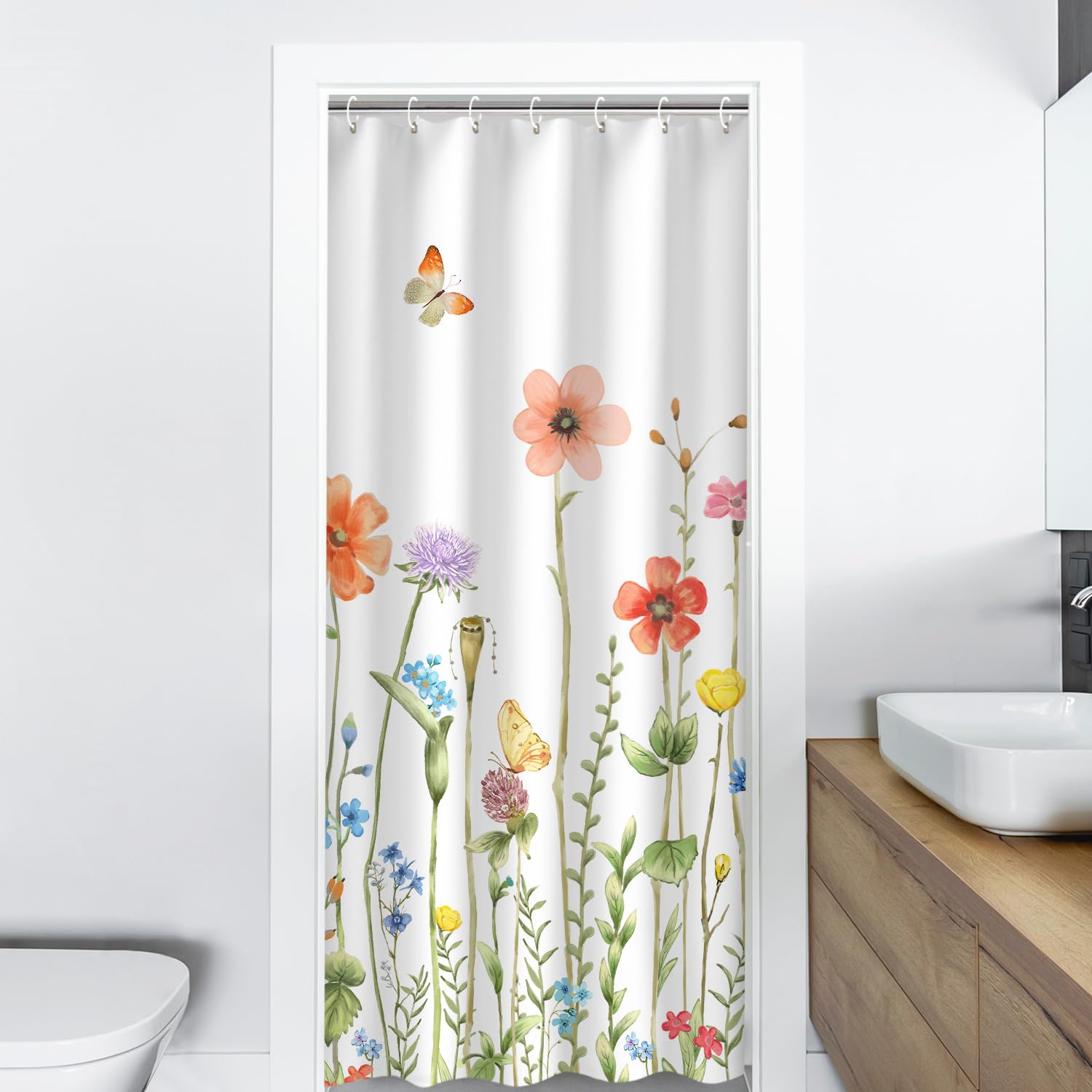 Rosielily Stall Shower Curtain 36W X72H Inches Small Shower Curtain Floral Shower Curtains For Bathroom Rv Narrow Flower Shower