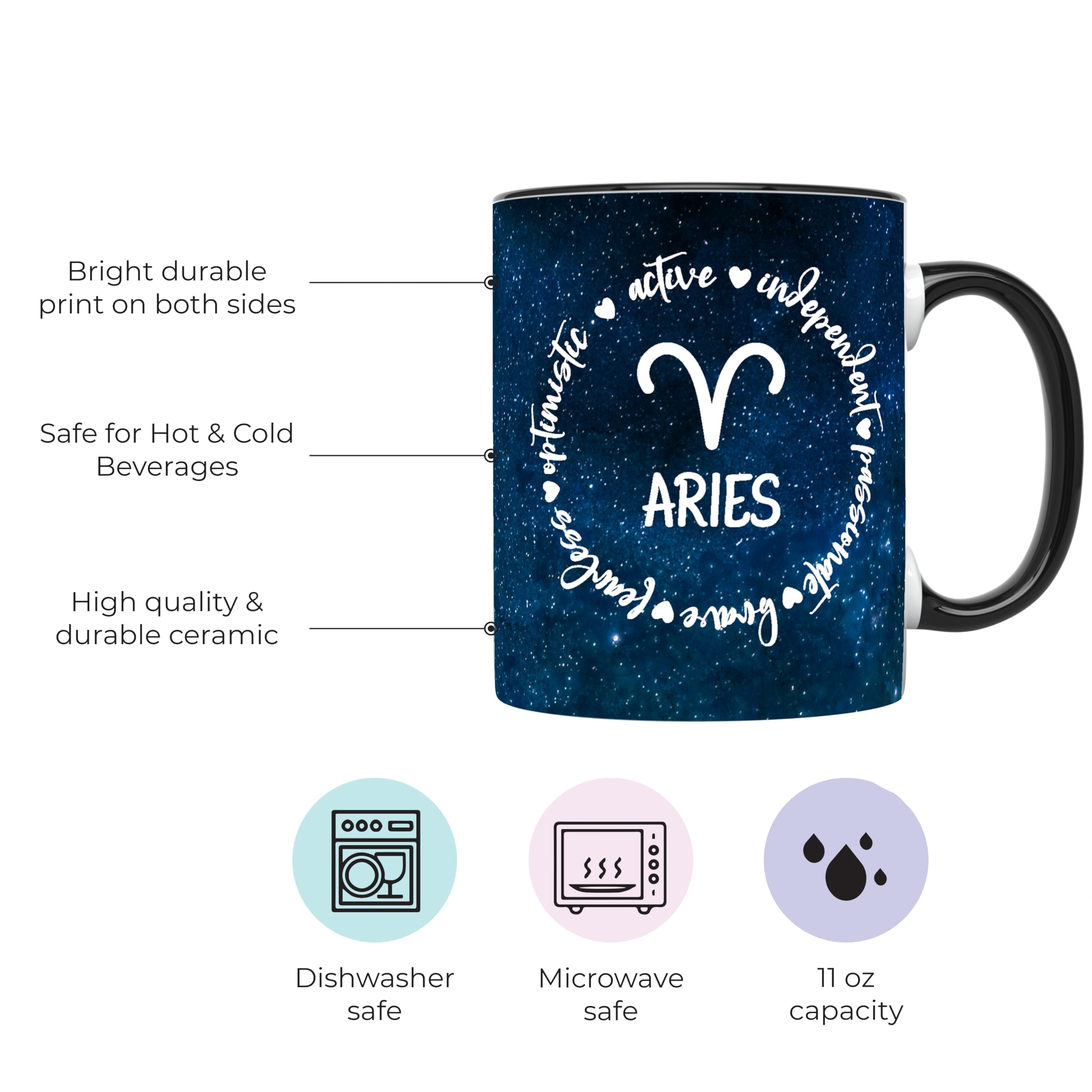 YouNique Designs Aries Mug for Women and Men, 11 Ounces, Astrology Cup for Women, Aries Zodiac Cup, Aries AF, Zodiac Mug, Astrol
