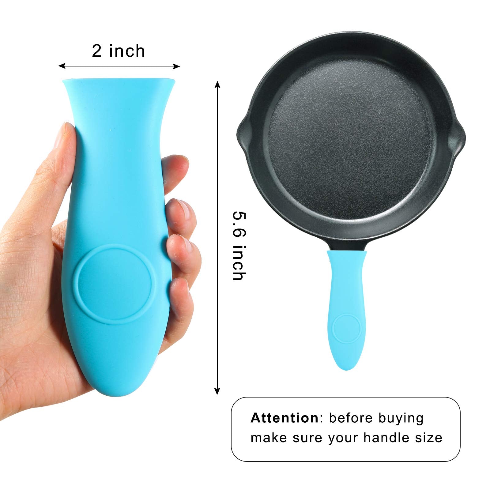 Silicone Hot Handle Holder, Potholder For Cast Iron Skillets, Rubber Pot Handle Sleeve Heat Resistant For Frying Pans & Griddles