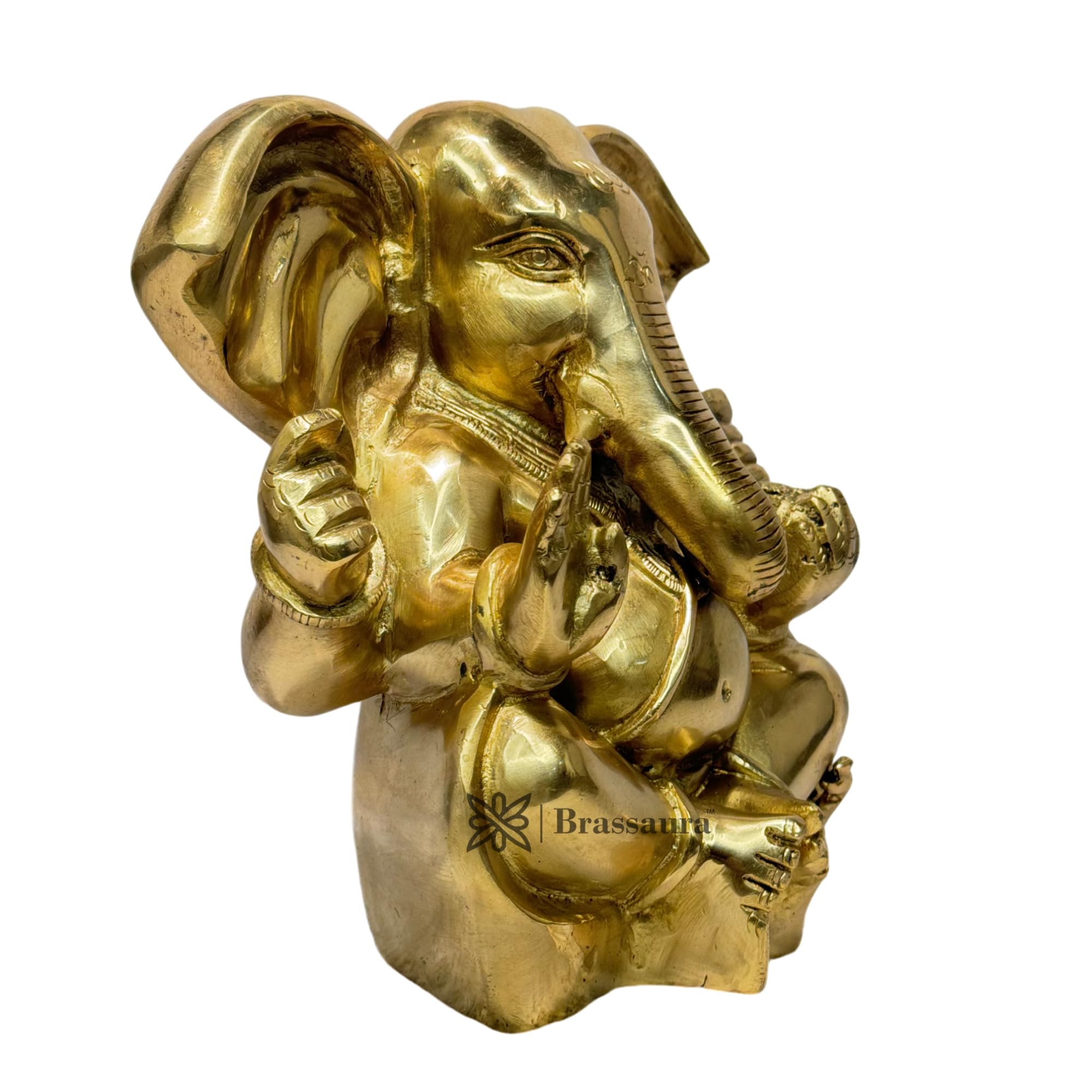 Brassaura Brass Sitting Ganesha Statue For Home And Decor Brass Ganesh Murti For Pooja Room Ganpati Idol For Home Entrace Decor