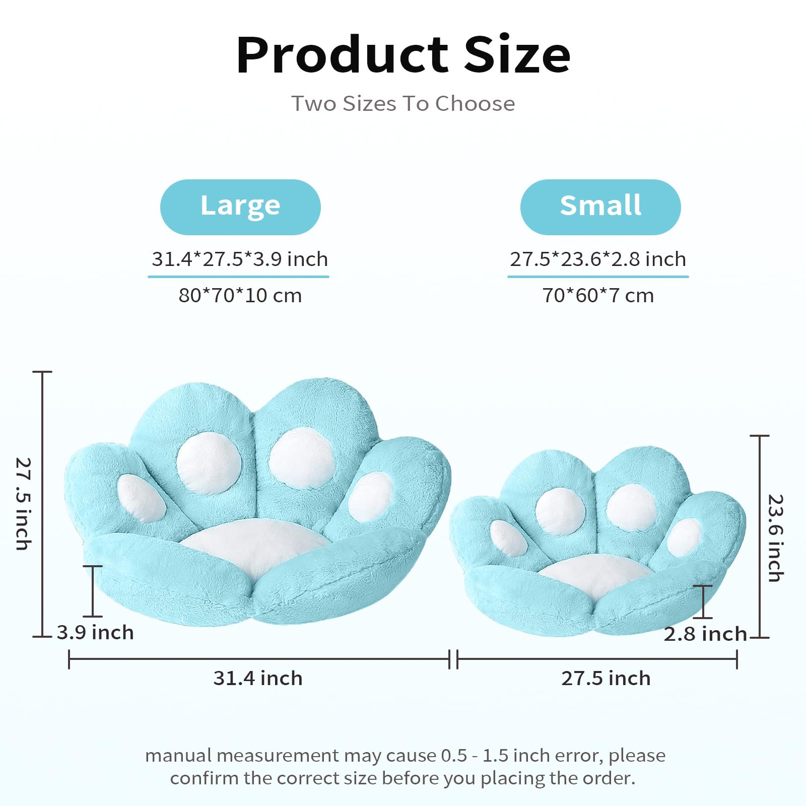 Ditucu Cat Paw Cushion Kawaii Chair Cushions 27.5 X 23.6 Inch Cute Stuff Seat Pad Comfy Lazy Sofa Office Floor Pillow For Gaming