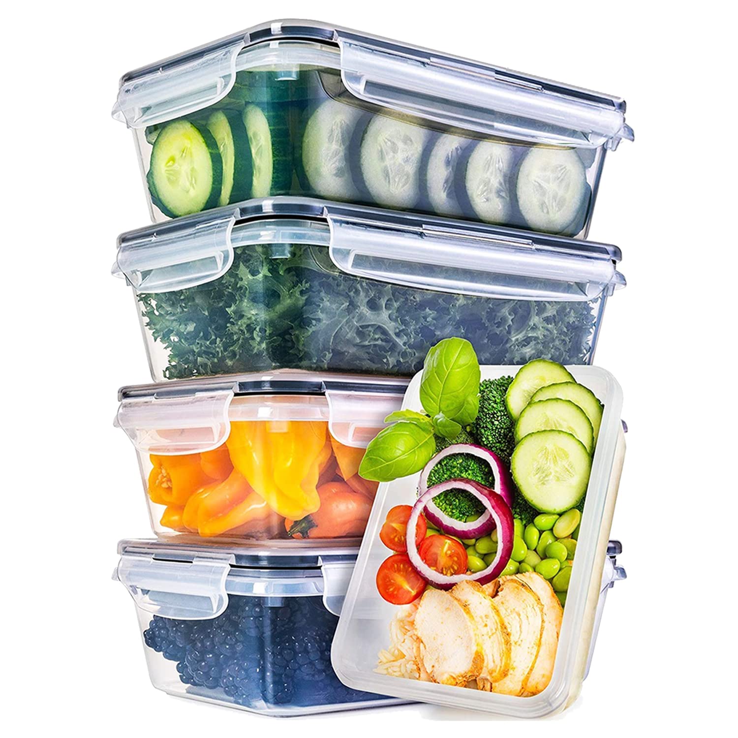 Kitchenace,Modernise Your Living Fridge Storage Containers, Plastic Container For Kitchen Storage Box With Lids  SnapSeal (4P