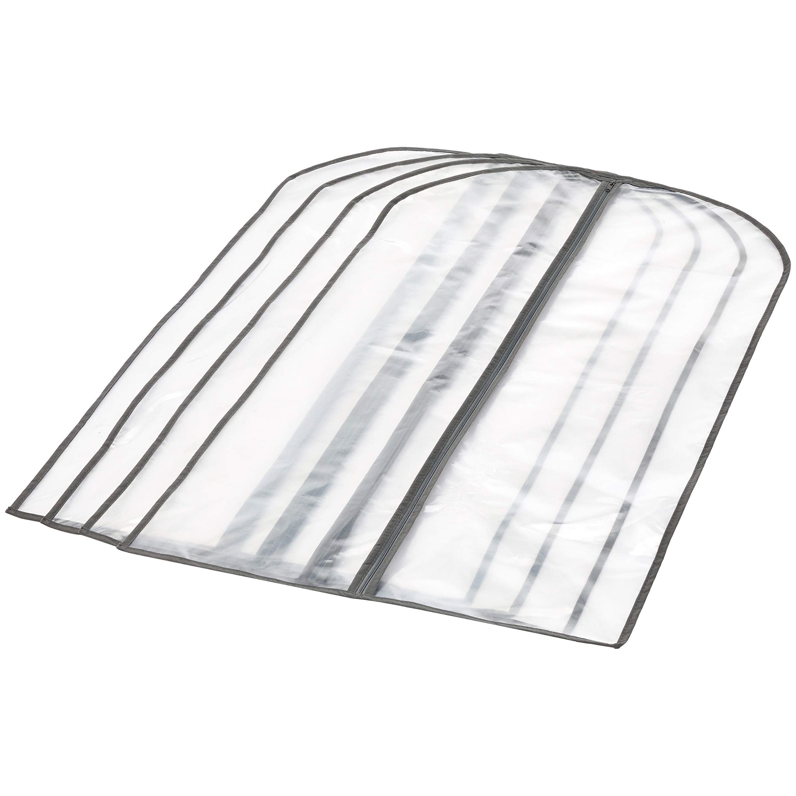 Amazon Basics Zippered Peva Garment Storage Bag, 5-Pack, White