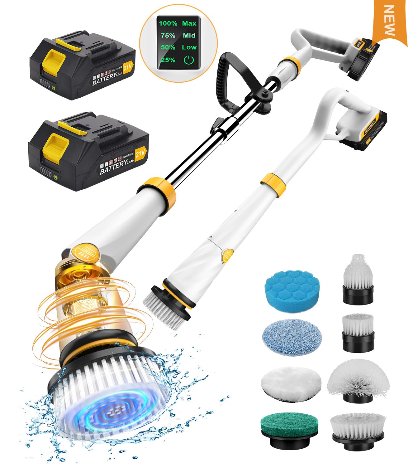 Qimedo Electric Spin Scrubber With Two Batteries Q2 Pro,1500 Rpm High Power Electric Scrubber For Cleaning,Shower Cordless Clean