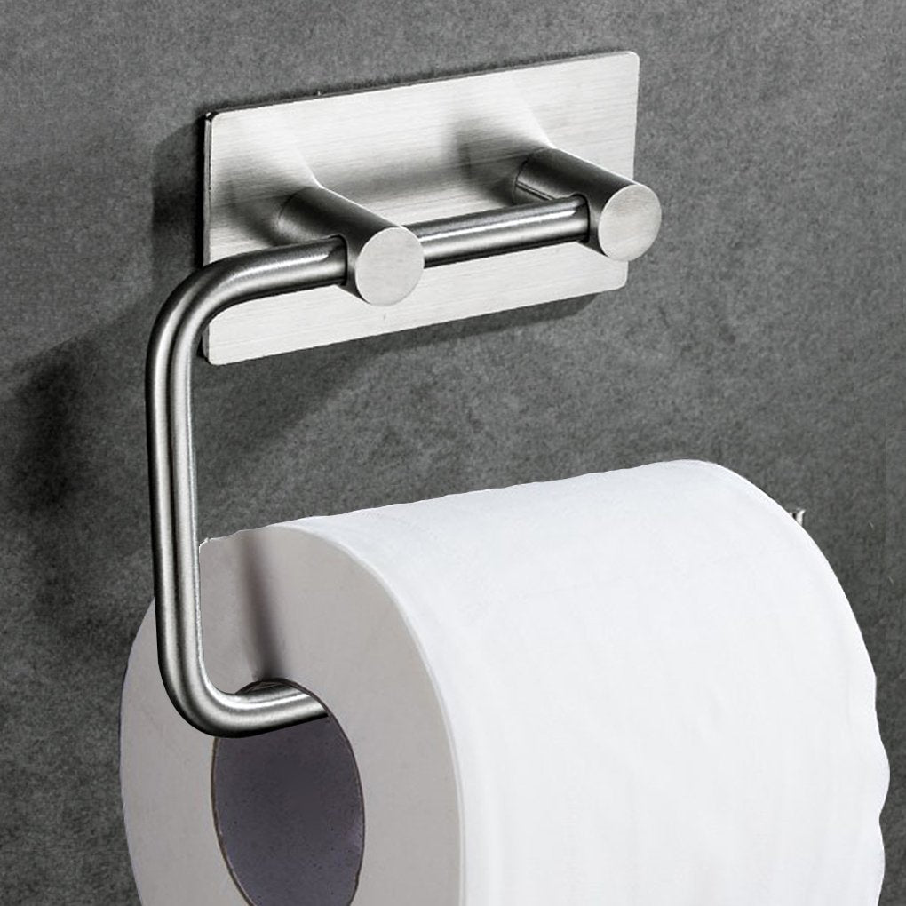 Kabter Toilet Paper Holder Wall Mount 3M Self Adhesive, Brushed Stainless Steel