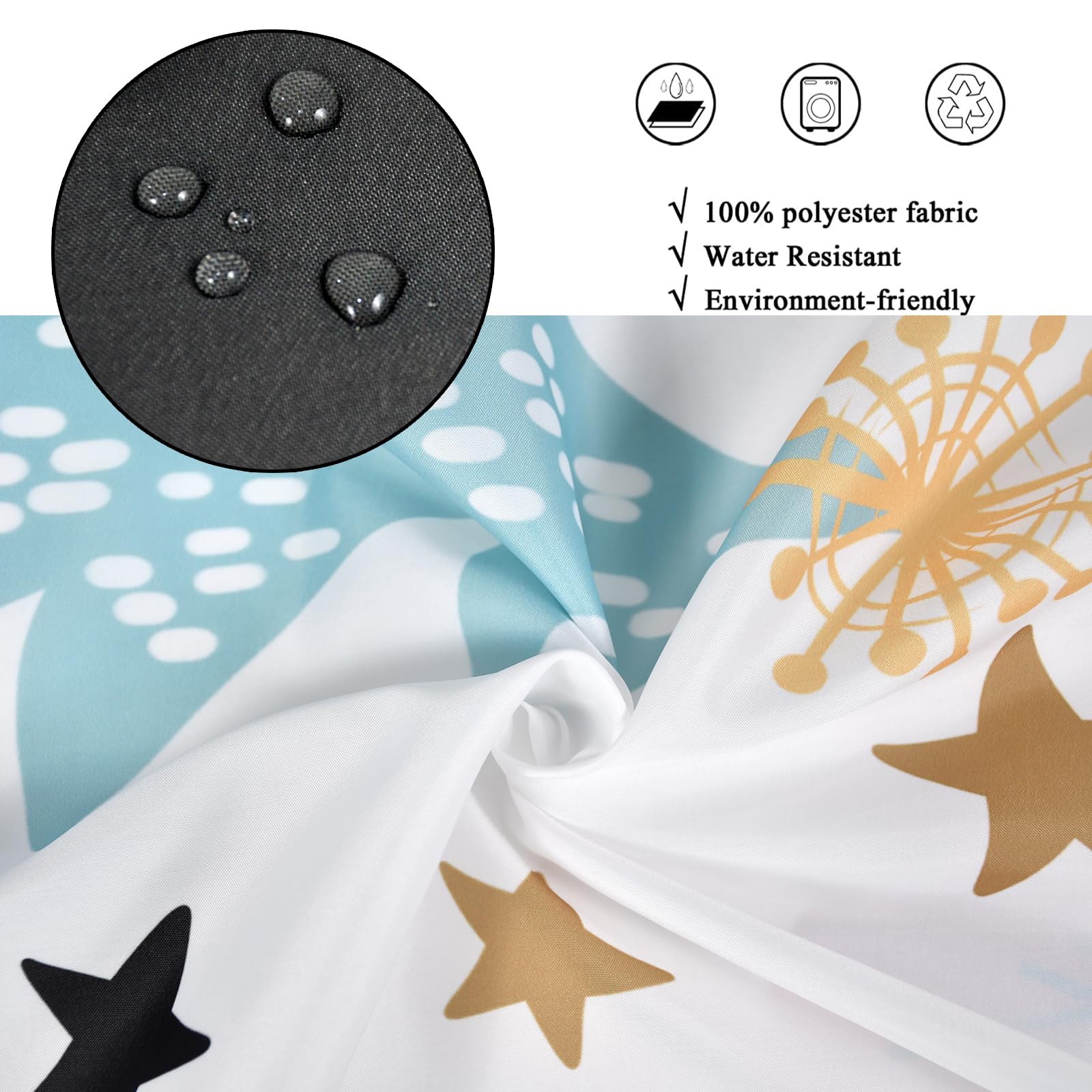 Gcirec Christmas Tree Shower Curtain, Pink And Blue Christmas Tree Snowflake Stars Winter New Year Xmas Holiday Bathroom Curtain