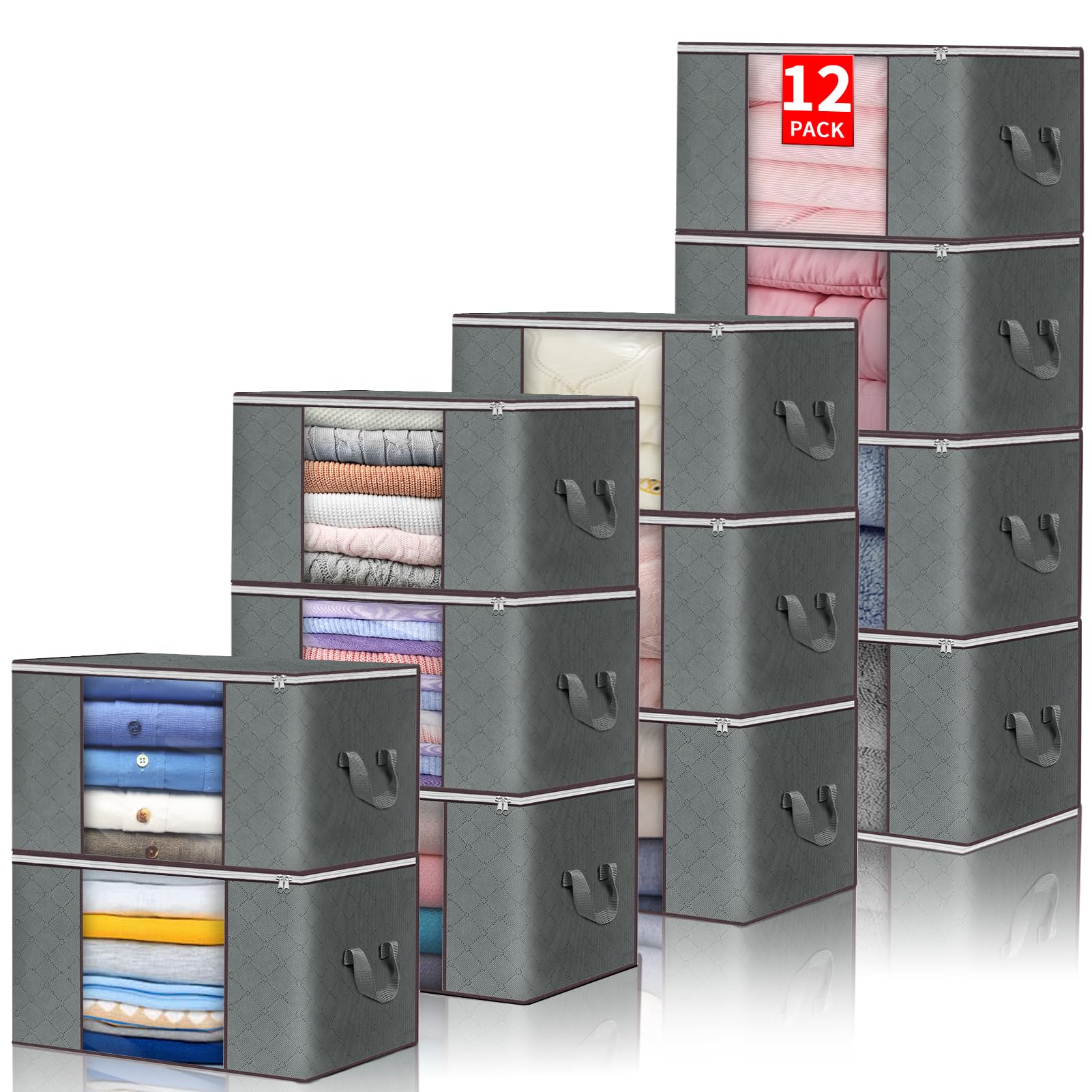 Budding Joy Clothes Storage, Foldable Large Storage Bags, Storage and Organization for Clothing, Blanket, Comforter, Clothes, Pi